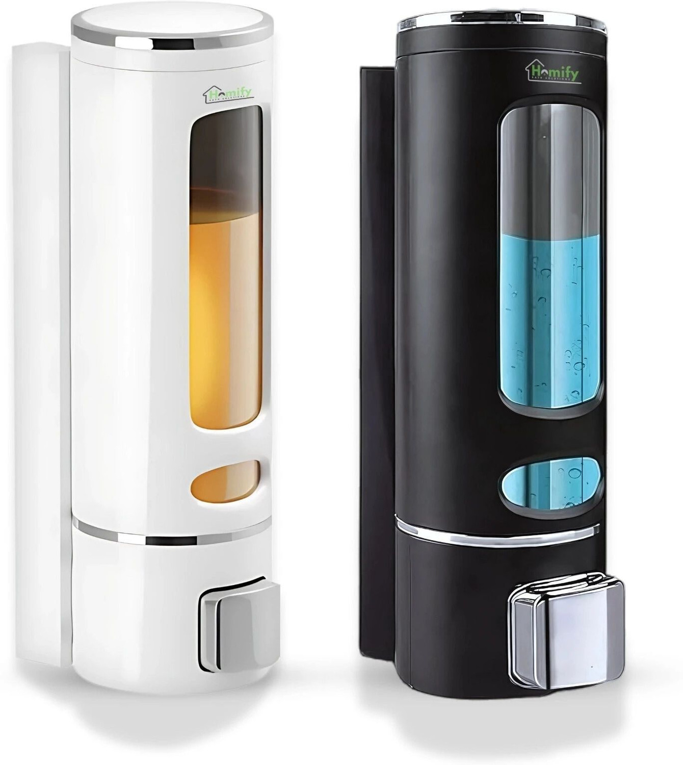 Image of HOMIFY Wall Mounted Dispenser for Bathroom & Kitchen (Black,White) (PACK OF 2) 400 ml Soap, Liquid, Gel, Shampoo, Foam, Sanitizer Stand Dispenser