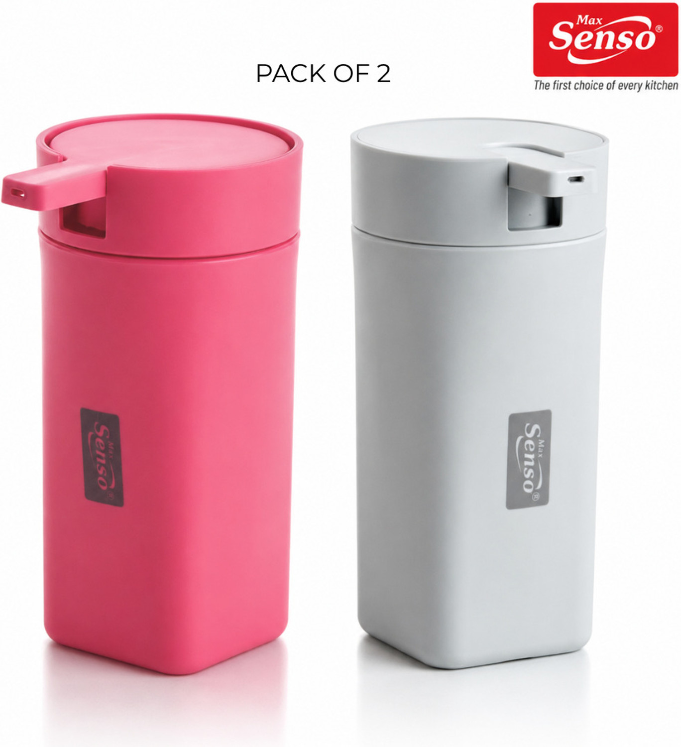 Image of Max Senso Hygenie Soap Dispenser Pack of 2, Hand Wash Liquid Soap Dispenser for Bathroom 600 ml Liquid, Soap, Shampoo, Gel, Sanitizer Stand, Lotion Dispenser