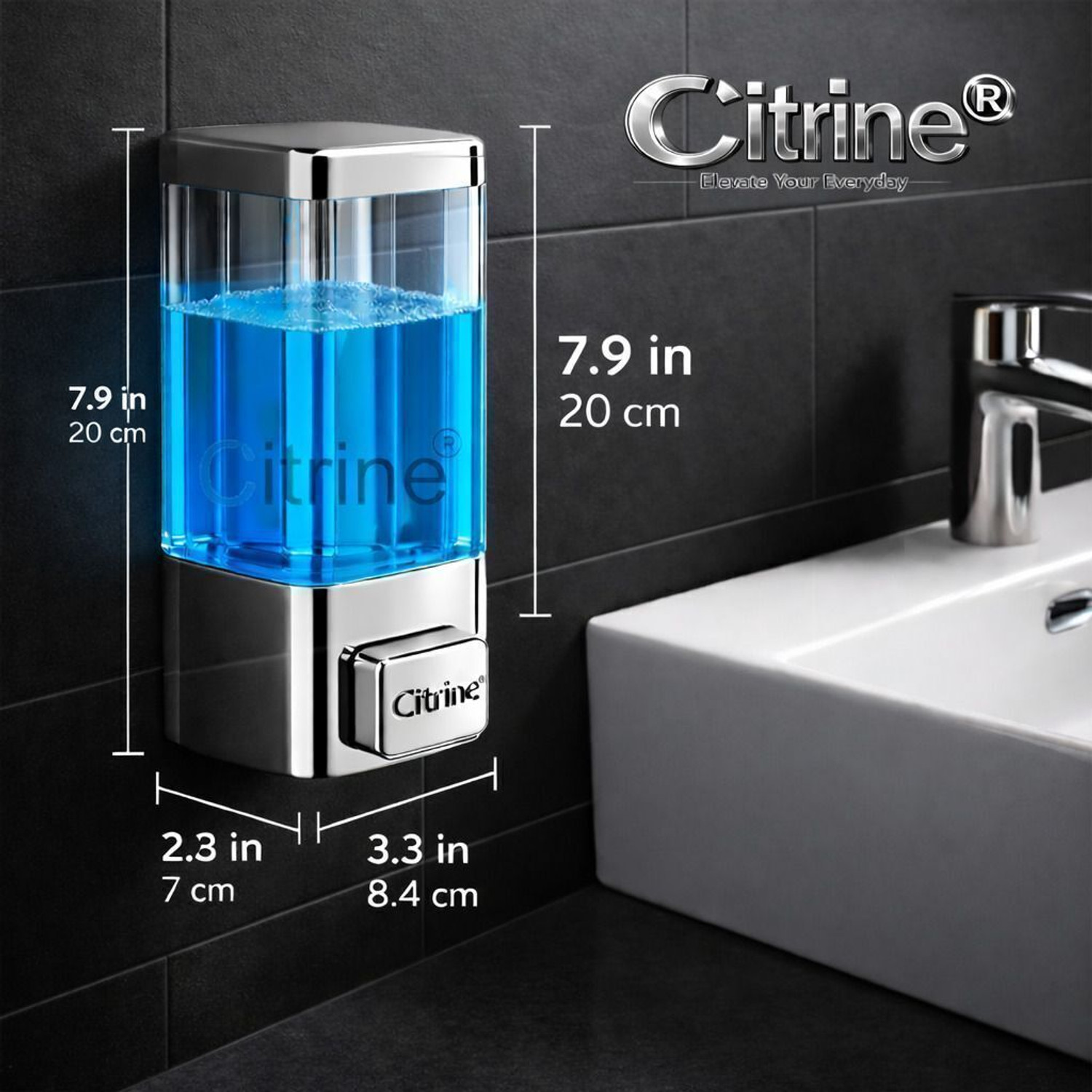 Image of Citrine ABS Wall Mounted Handwash Dispensers for Bathroom Kitchen 350 ml 350 ml Liquid, Conditioner, Gel, Shampoo, Soap, Foam Dispenser