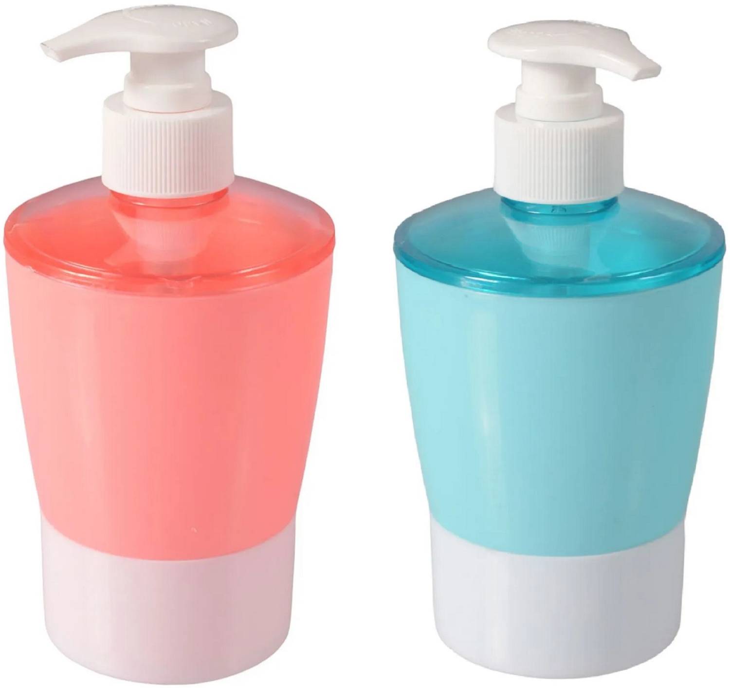 AKR HIGH QUALITY UNBREAKABLE Liquid Soap/Liquid/Shampoo/Hand wash/Sanitizer/Lotion Dispenser Bottle for Kitchen, Wash-Basin and Bathroom (set of 2)(orange,blue) 350 ml Soap, Shampoo, Gel, Lotion, Conditioner Dispenser