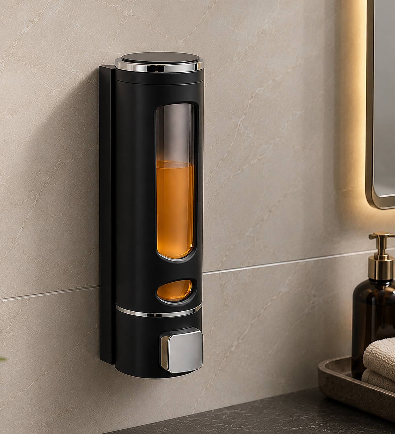 Bath Guru Wall Mounted Liquid Soap Dispenser 400 ml Liquid, Soap, Shampoo, Conditioner, Lotion, Gel Dispenser