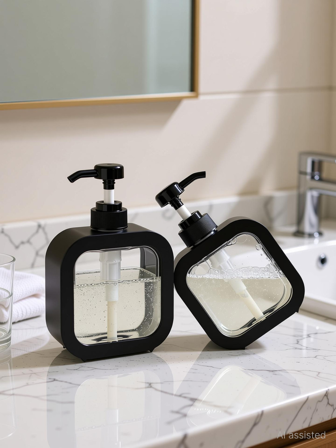 Image of powerfos PACK OF 2 Handwash Dispenser Bottle 300 ml Soap, Shampoo, Sanitizer Stand, Lotion, Liquid, Gel, Conditioner Dispenser