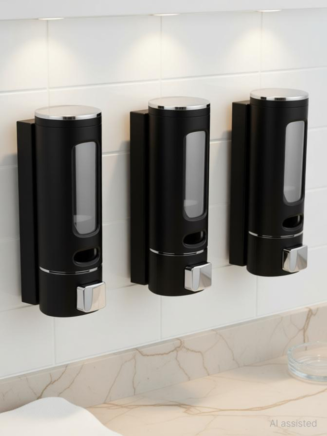 Image of ROSSIL Premium quality Wall Mounted Shampoo /Liquid Soap /Hand Wash /Lotion /Conditioner /Sanitizer /Gel Dispenser for Home, Office ,Bathroom , etc.(Black)(pack of 3) 400 ml Gel, Liquid, Lotion, Foam, Conditioner, Soap, Shampoo, Sanitizer Stand Dispenser