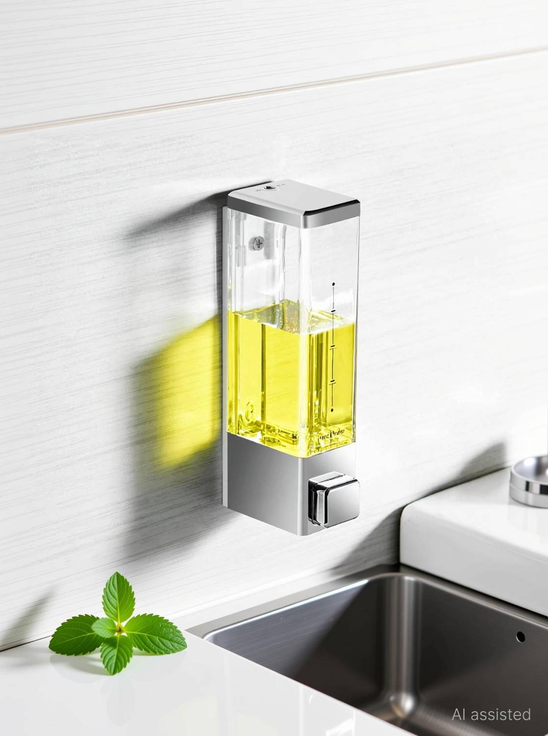 Bath Guru ABS Plastic Wall Mounted Liquid Handwash Dispenser For Bathroom Kitchen 350 ml Soap, Shampoo, Conditioner, Lotion, Gel Dispenser