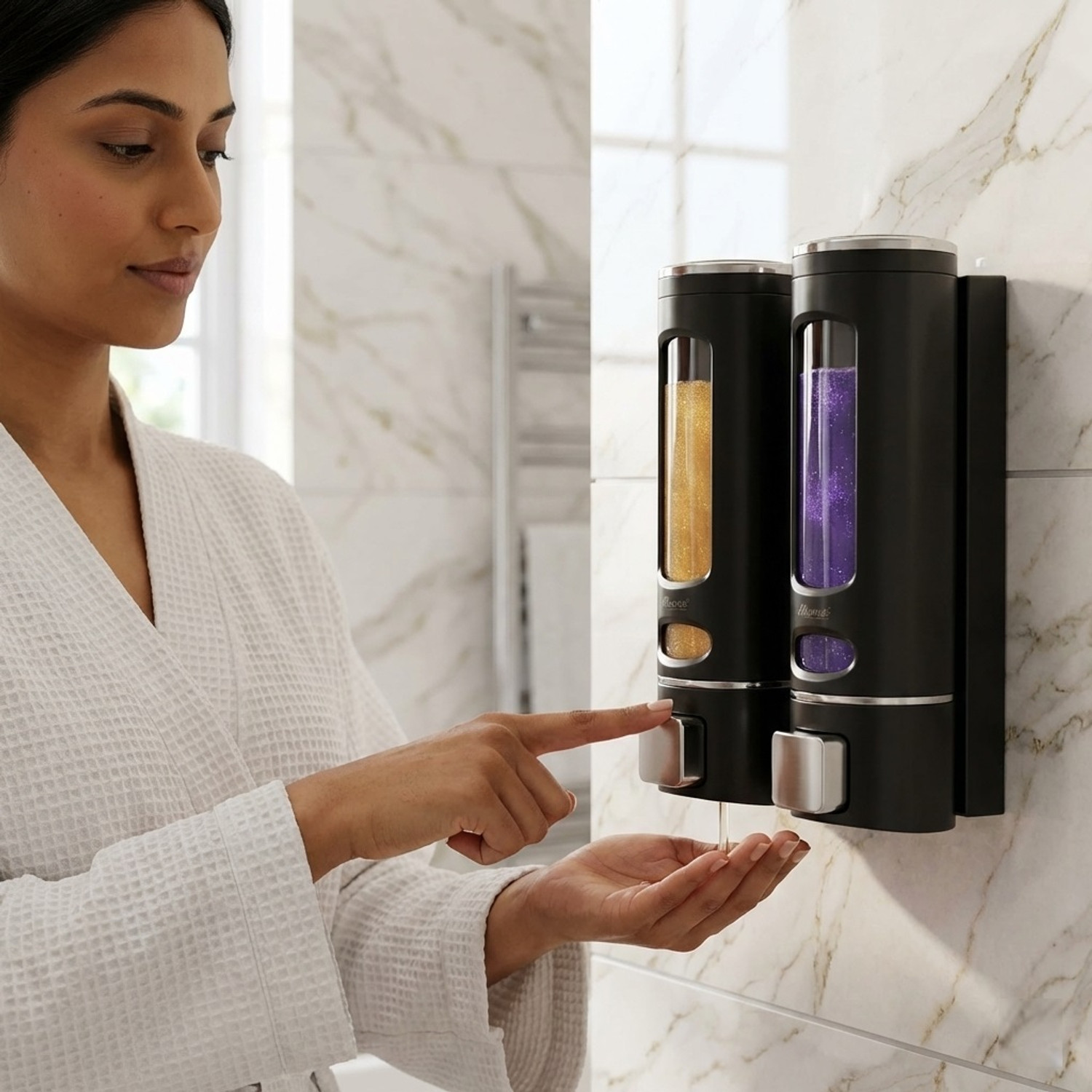 Image of Bath Guru Wall Mounted Liquid Soap Dispenser 400 ml Liquid, Soap, Shampoo, Conditioner, Lotion, Gel Dispenser