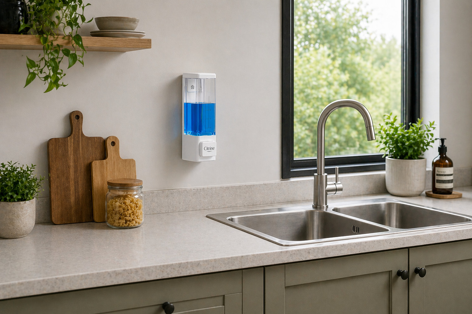 Image of Citrine Wall Mounted Soap Dispenser for Bathroom, Kitchen & Hotel | White l ABS plastic 360 ml Liquid, Conditioner, Gel, Shampoo, Soap, Foam Dispenser