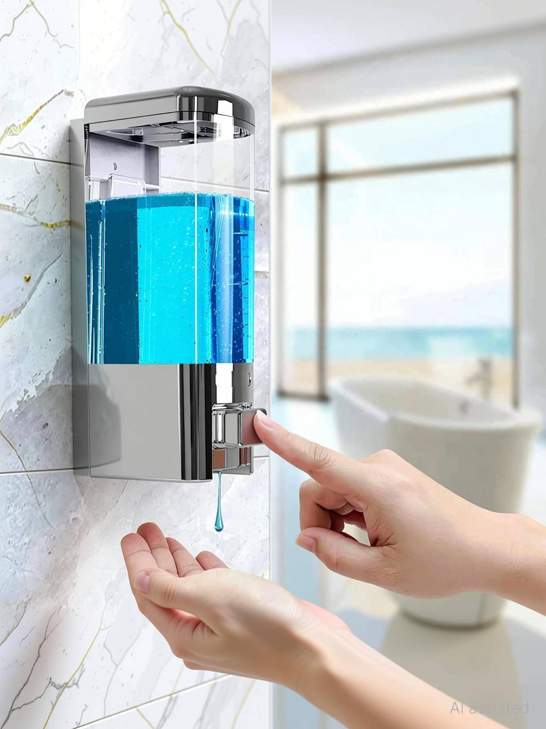 Aimko ABS Heavy Duty Wall Mounted Soap Dispenser for Bathroom (500 Ml,Chrome Plated) 500 ml Liquid, Shampoo, Soap, Conditioner Dispenser