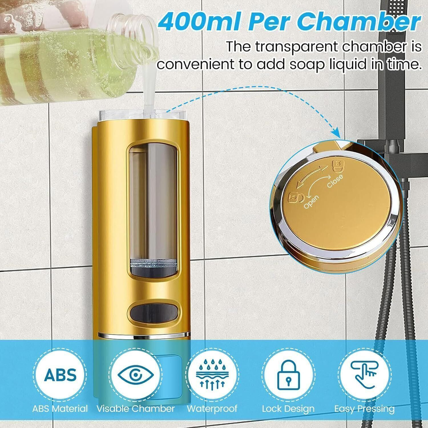 Image of KURIC Plastic Liquid Sanitizer Shower Gel Dishwash Soap Dispenser For Bathroom Kitchen 400 ml Soap, Conditioner, Gel, Liquid, Sanitizer Stand, Shampoo, Lotion Dispenser