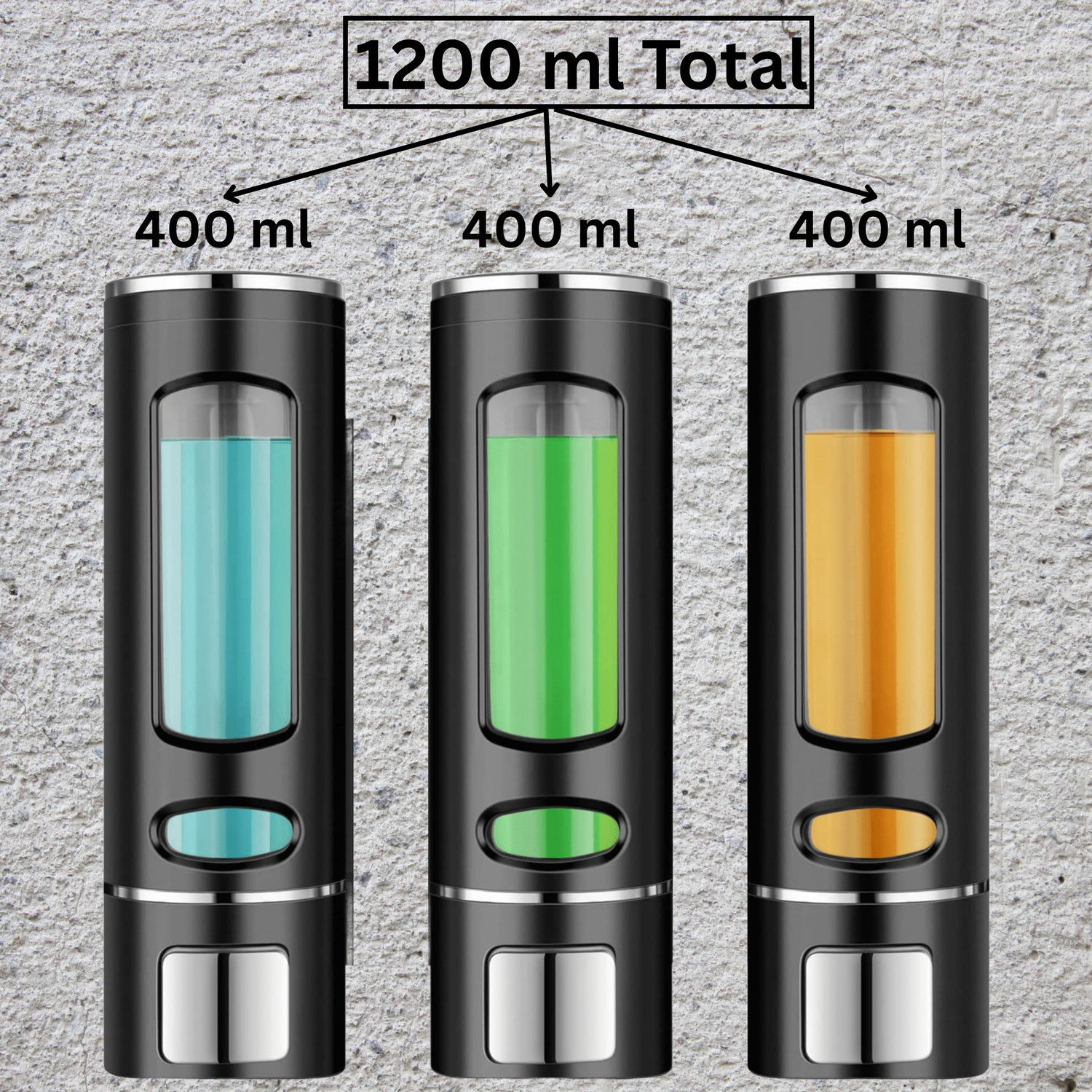 Image of CLIBO Premium Quality Wall Mount Plastic Soap Dispenser - Pack Of 3 400 ml Conditioner, Gel, Liquid, Lotion, Sanitizer Stand, Shampoo Dispenser