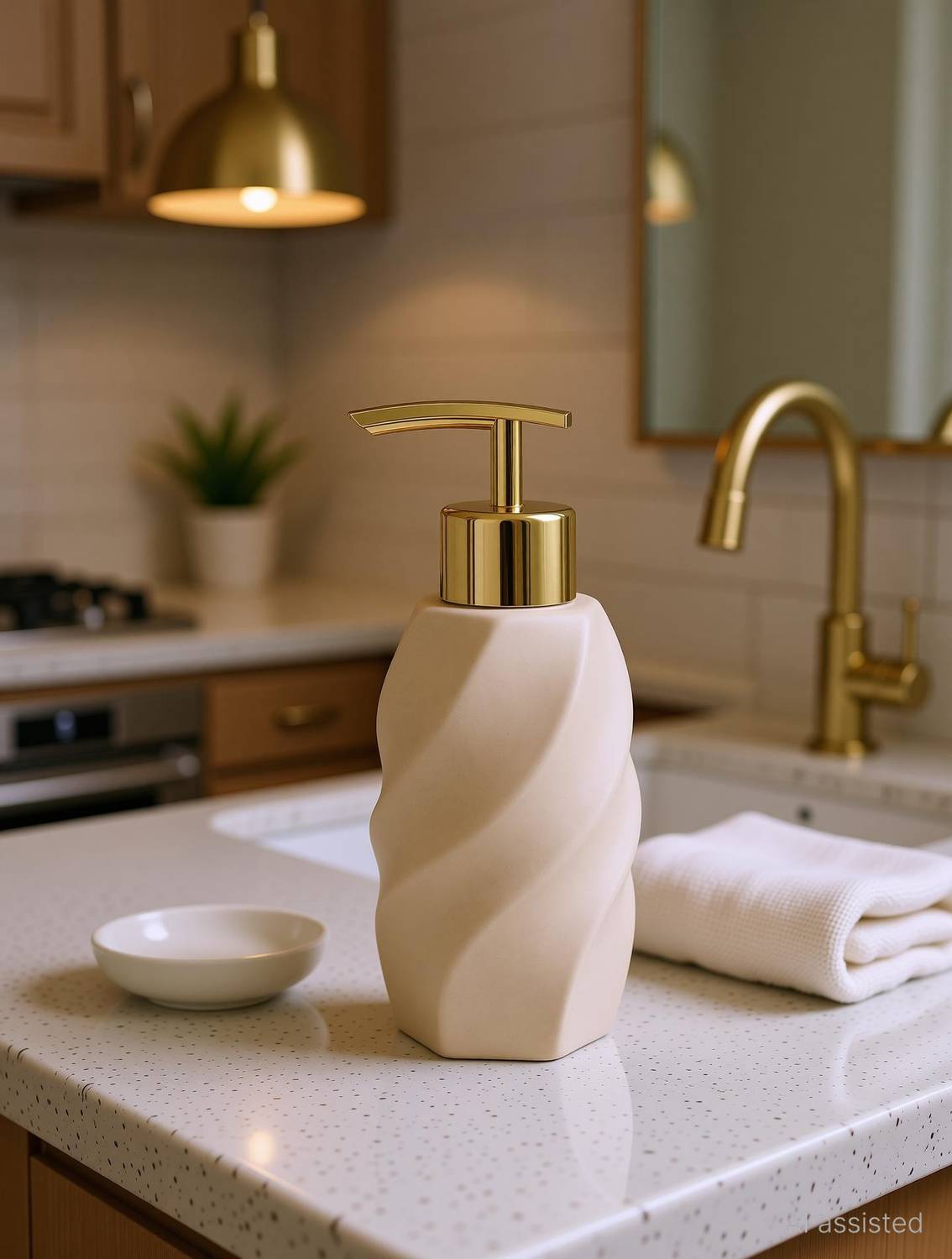 Birch & Co. Ceramic Soap Dispenser For Wash Basin - Leak-Proof Design for 300 ml Liquid, Conditioner, Foam, Gel, Lotion, Sanitizer Stand, Shampoo, Soap Dispenser