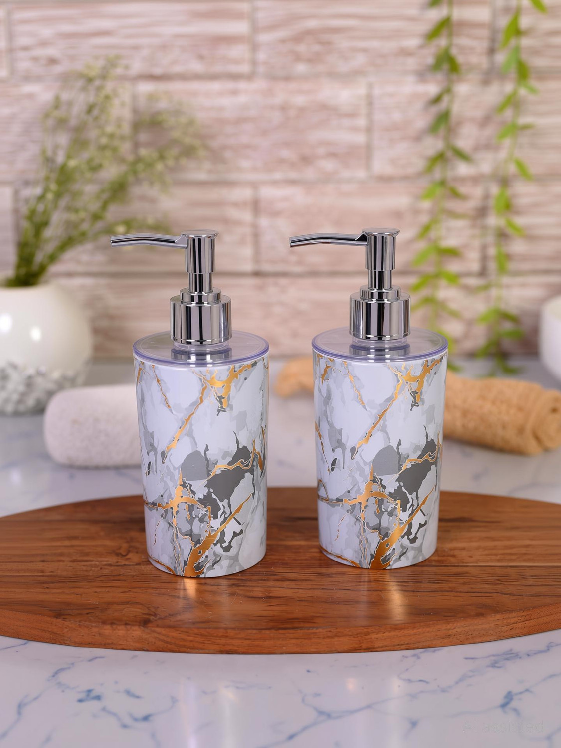 Image of shenron Plastic Liquid Dispenser for Bathroom,Soap Dispenser for Handwash(Pack of 2) 500 ml Liquid, Soap, Gel, Conditioner, Shampoo, Lotion Dispenser