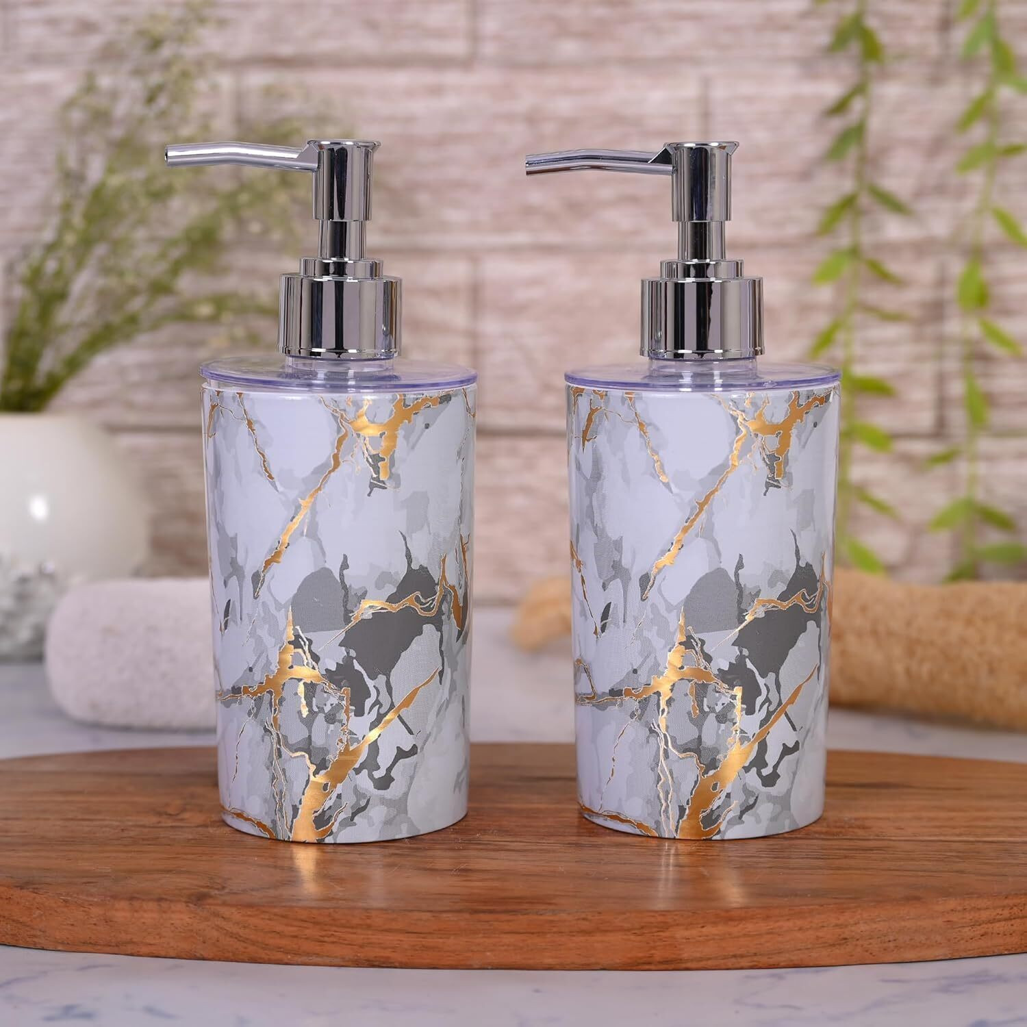 Image of shenron Plastic Liquid Dispenser for Bathroom,Soap Dispenser for Handwash(Pack of 2) 500 ml Liquid, Soap, Gel, Conditioner, Shampoo, Lotion Dispenser