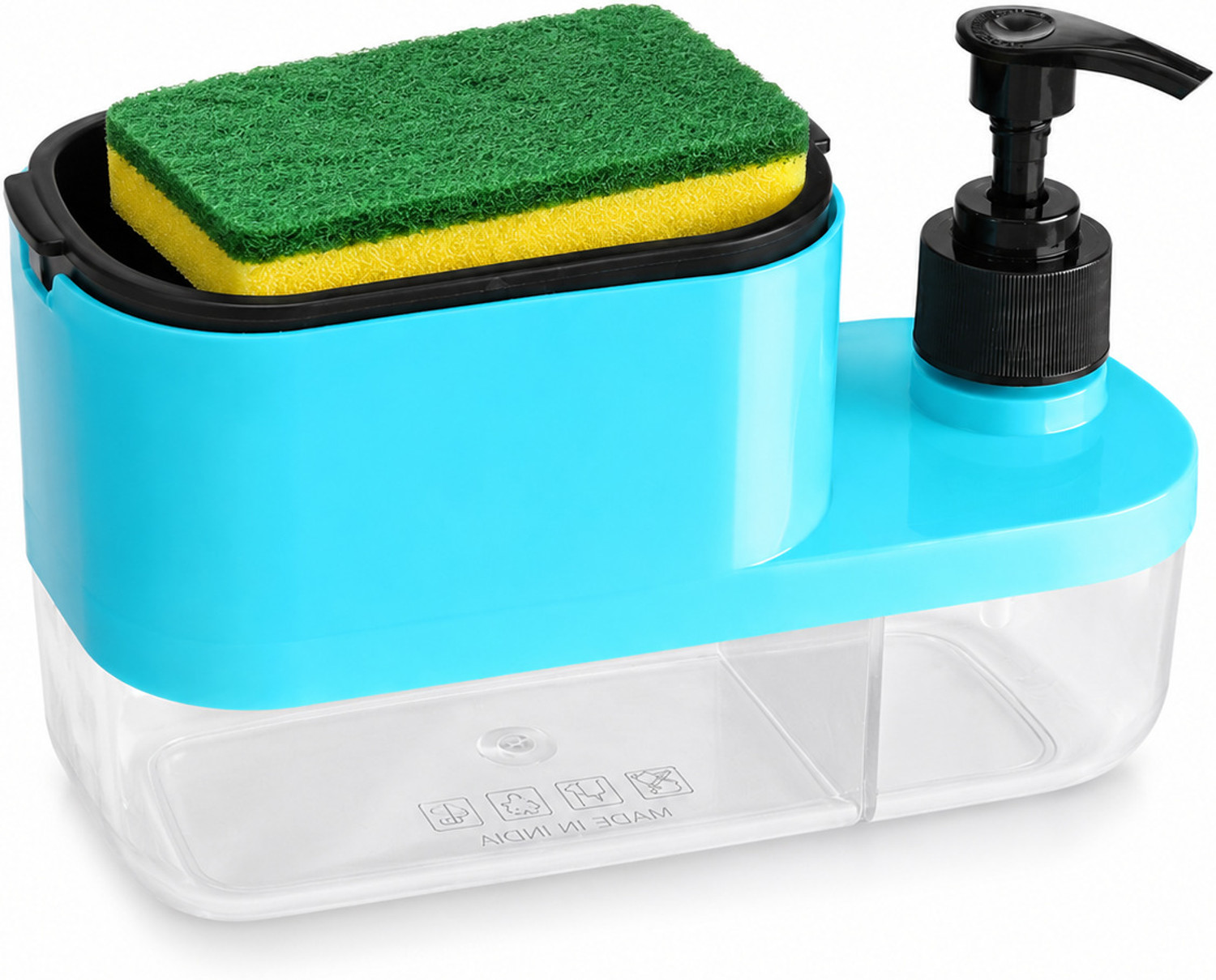 Image of Saule Saule 3 in 1 Soap Dispenser with Sponge Holder | Liquid Dispenser in Kitchen 600 ml Gel, Liquid, Soap Dispenser