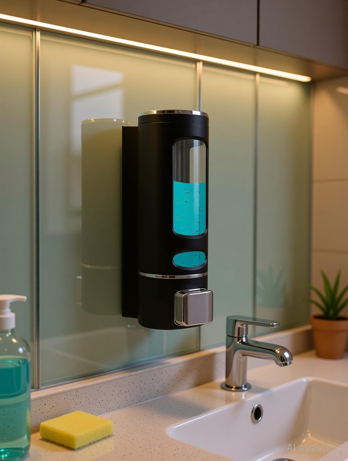 Image of Pink Tokri ABS Wall Mount Multipurpose Liquid Dispenser For Kitchen & Bathroom 400 ml Gel, Conditioner, Liquid, Shampoo, Lotion, Soap Dispenser