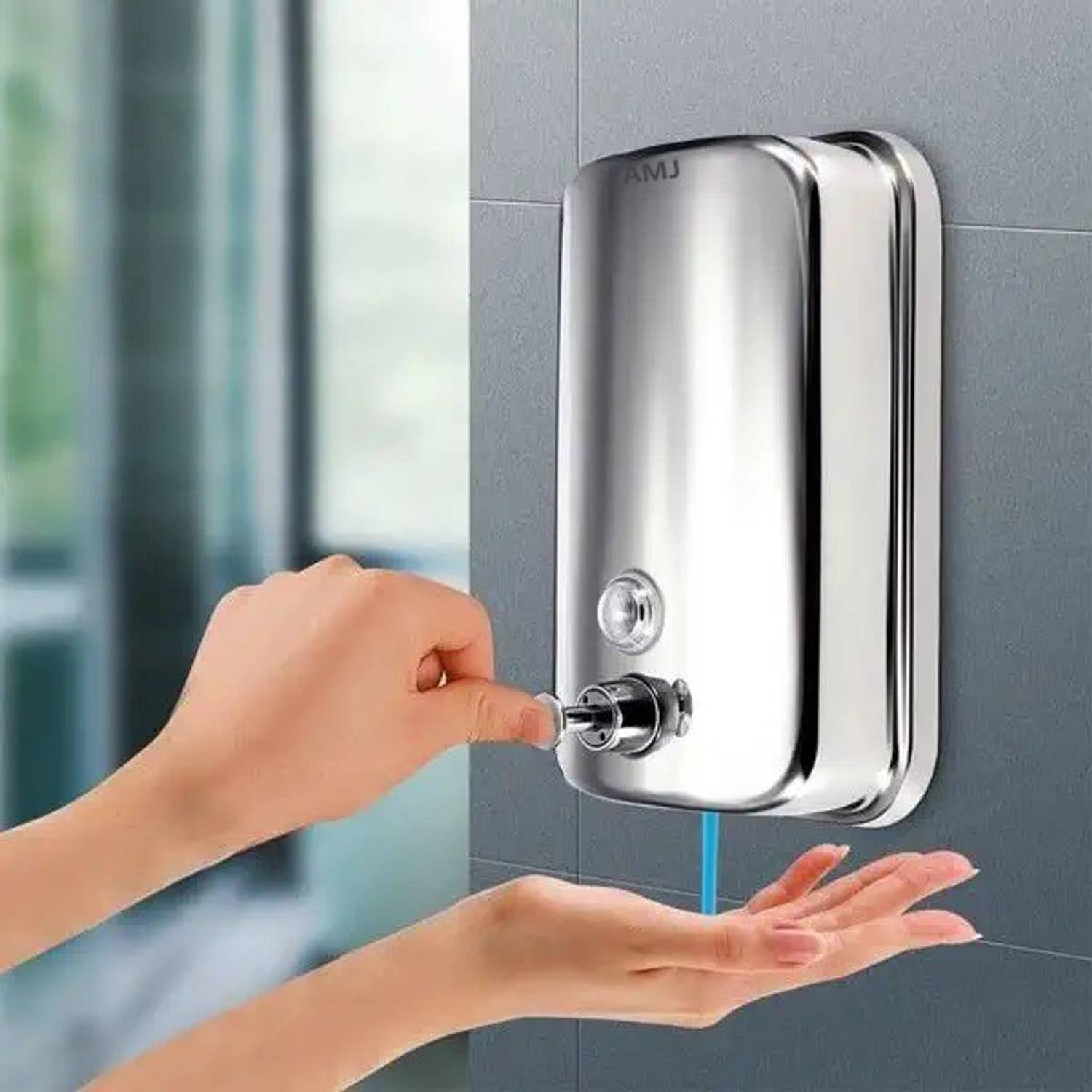AMJ Stainless Steel Wall Mounted Soap Dispenser for Bathroom Kitchen Plated 500 ml Conditioner, Gel, Liquid, Lotion, Sanitizer Stand, Shampoo, Soap Dispenser