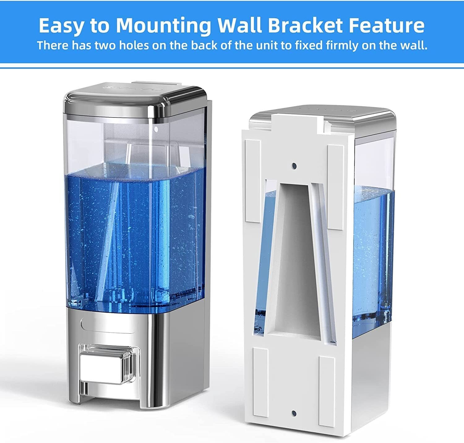 Image of KURIC Heavy Duty ABS Wall Mount Shower Gel Dish Wash Soap Dispenser for Bathroom 1000 ml Liquid, Conditioner, Gel, Sanitizer Stand, Shampoo, Lotion, Soap Dispenser