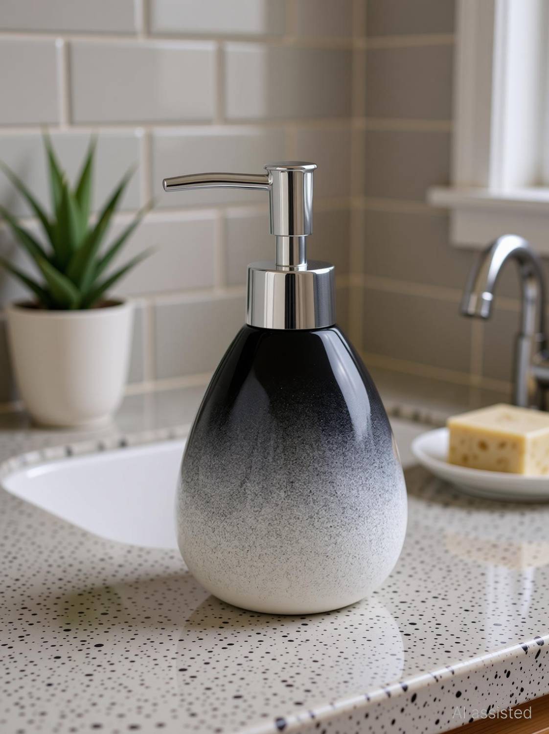 Birch & Co. Ceramic Soap Dispenser For Wash Basin - Leak-Proof Design for 300 ml Liquid, Conditioner, Foam, Gel, Lotion, Sanitizer Stand, Shampoo, Soap Dispenser