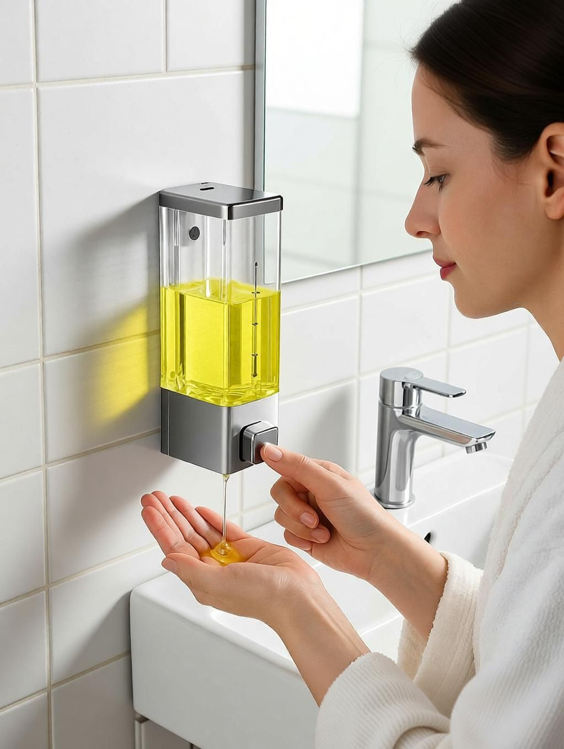 Image of KURIC Wall Mount Hand Wash Gel Dispenser Liquid Soap Sanitizer Dispenser for Bathroom 350 ml Liquid, Conditioner, Sanitizer Stand, Shampoo, Soap, Gel, Lotion Dispenser