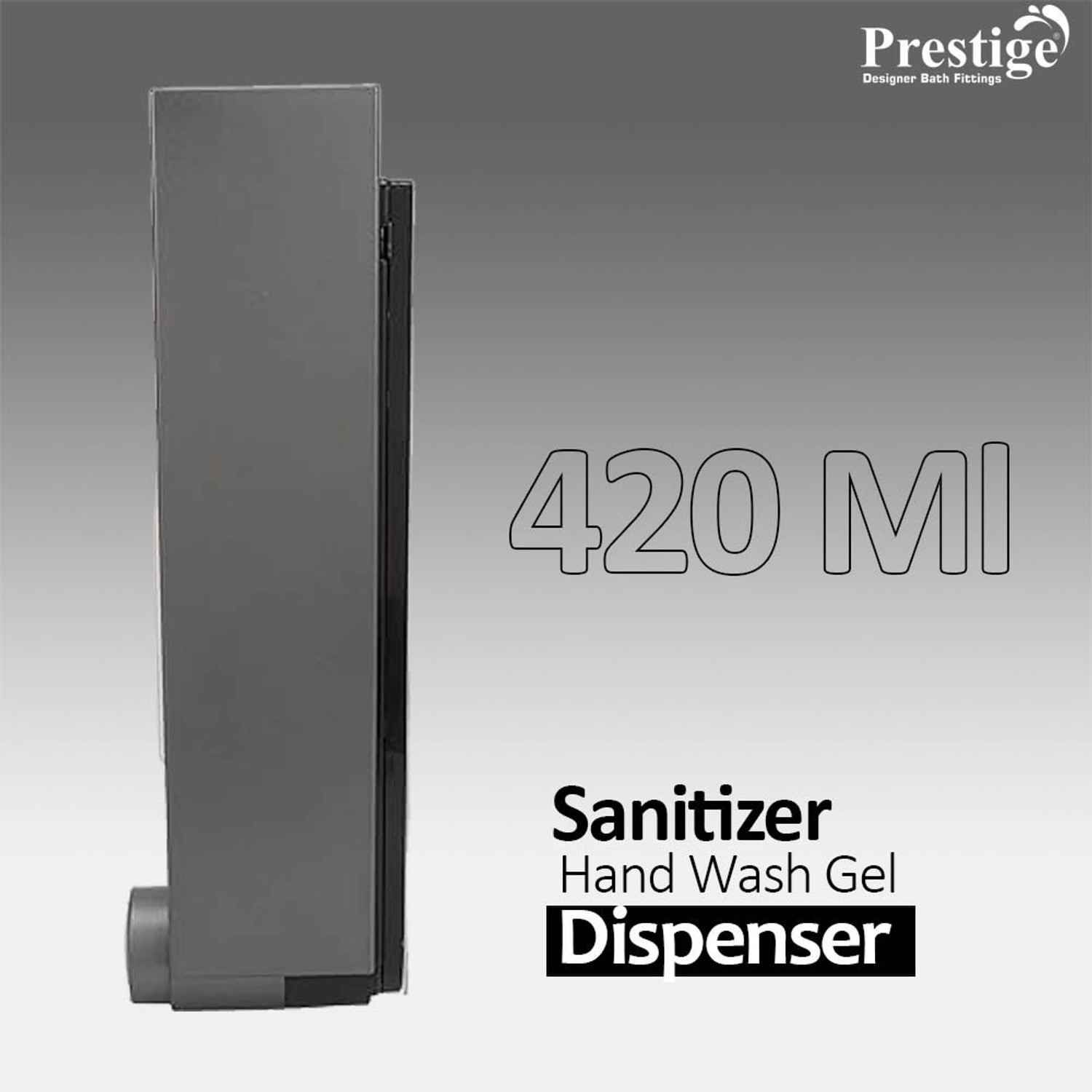 Image of Prestige (420 ml) ABS Plastic Wall Mounted Soap Shampoo Conditioner Hand Wash Dispenser 420 ml Gel, Liquid, Lotion, Shampoo Dispenser