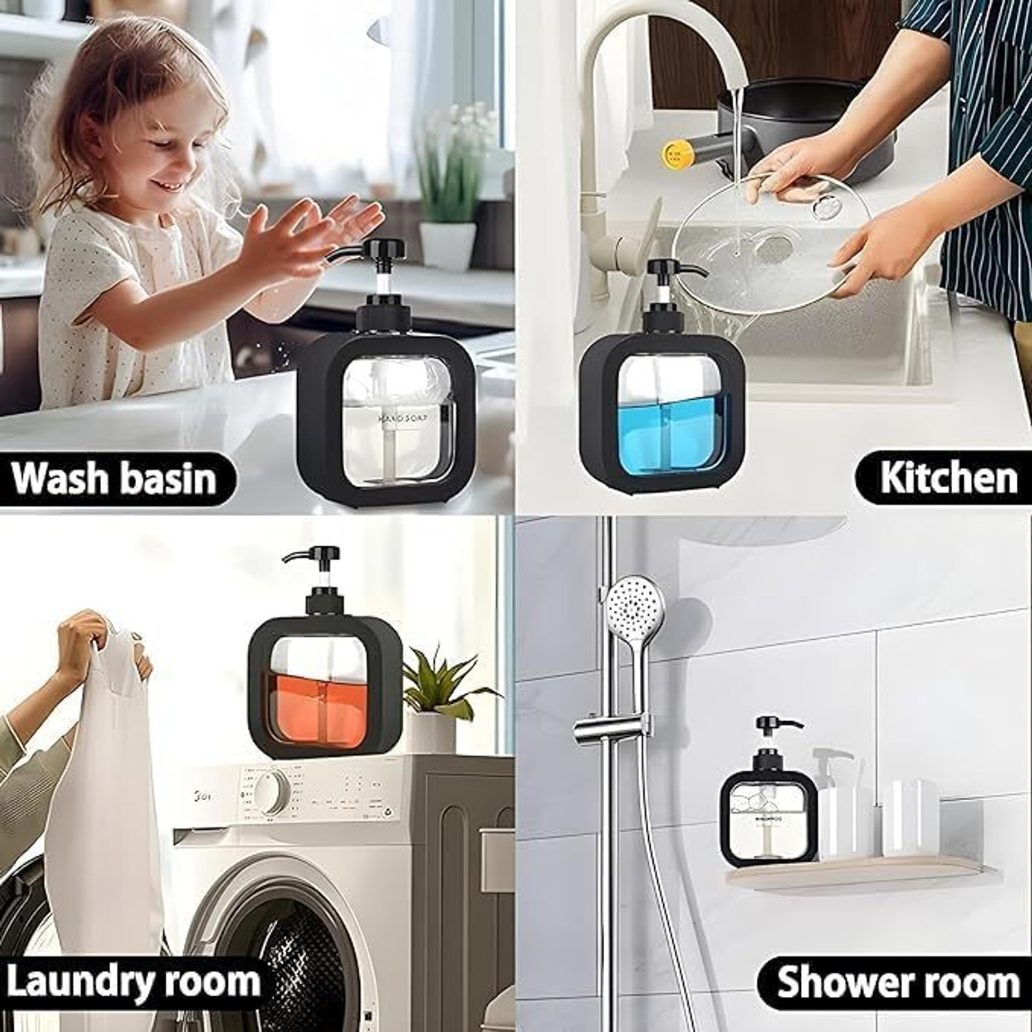 Image of powerfos PACK OF 2 Handwash Dispenser Bottle 300 ml Soap, Shampoo, Sanitizer Stand, Lotion, Liquid, Gel, Conditioner Dispenser
