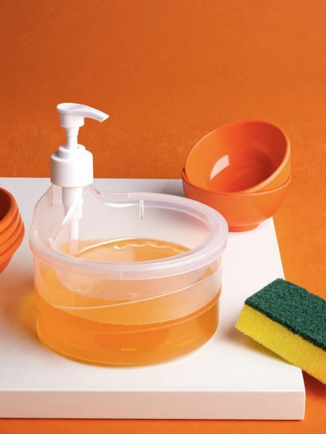 Image of ZORIADA Double Layer Liquid soap Dispenser with Pump and Sponge 900 ml Liquid Dispenser
