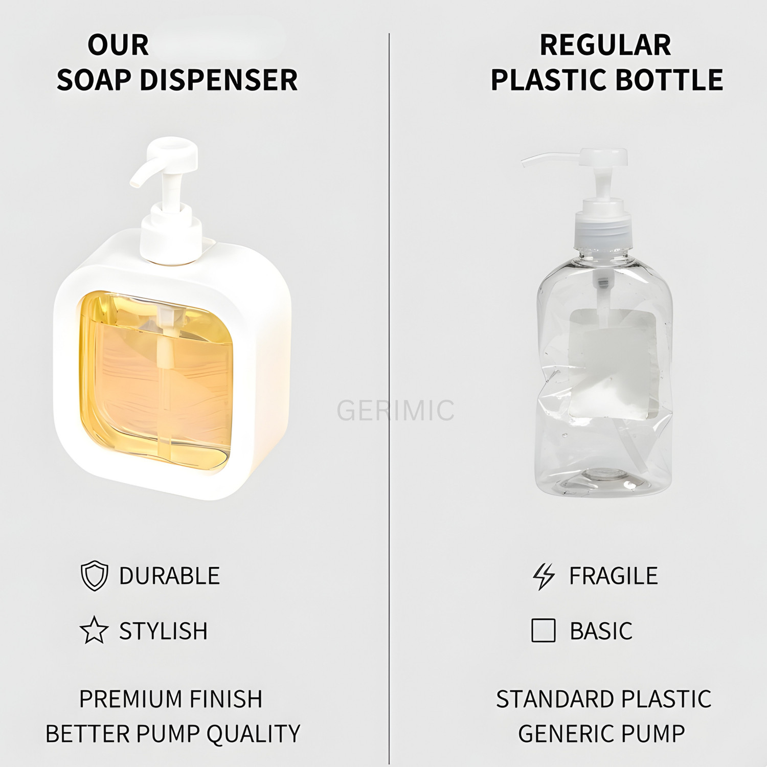 Image of KitchenCart Soap Dispenser Reusable Bottle For Bathroom, Kitchen 2 in 1 PACK 0.3 L Soap, Shampoo, Lotion, Gel, Conditioner Dispenser