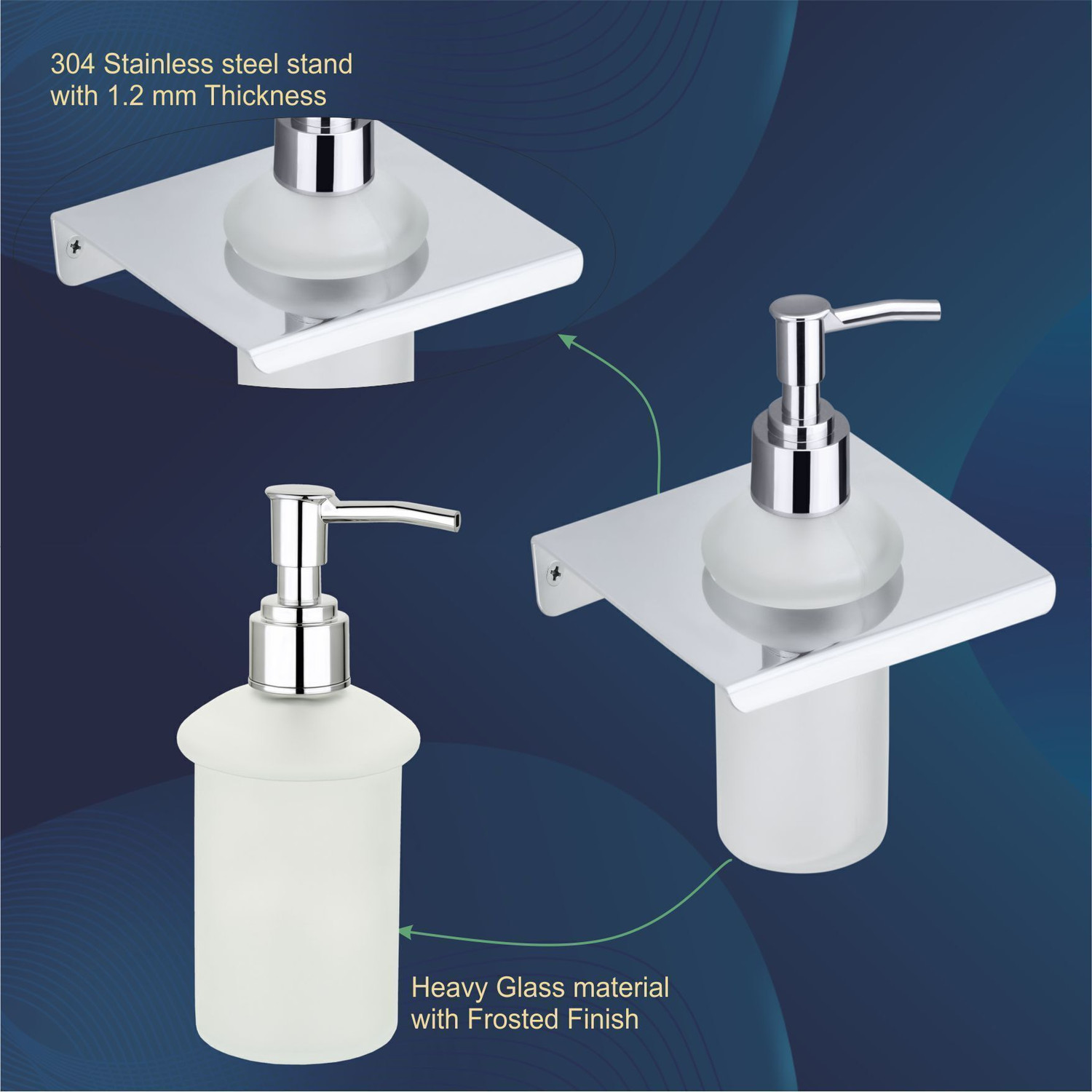Image of kanjal Liquid soap dispenser holder for bathroom glass handwash for wash basin 300 ml Liquid, Gel, Conditioner, Soap, Sanitizer Stand, Shampoo Dispenser