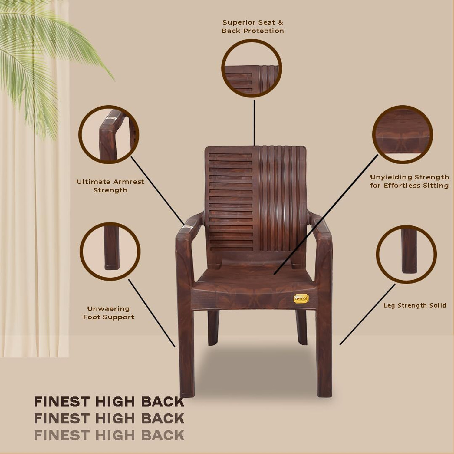 Image of Anmol Premium Titanium Heavy-Duty Plastic Armchair for Home, Garden and Balcony Plastic Living Room Chair