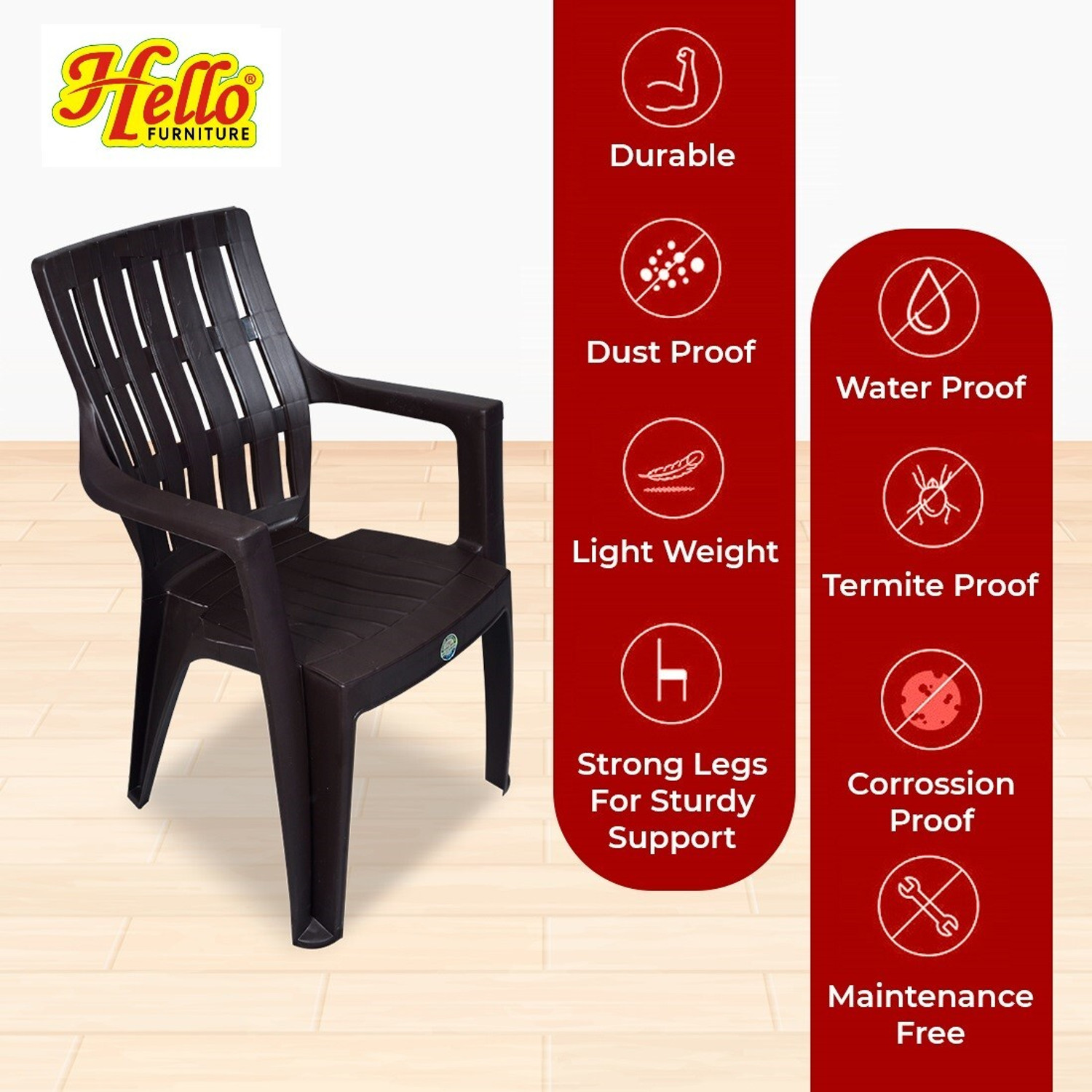 Image of HELLO Spine Care Orthopaedic Plastic Chair for Living Room Office Garden Home Plastic Outdoor Chair