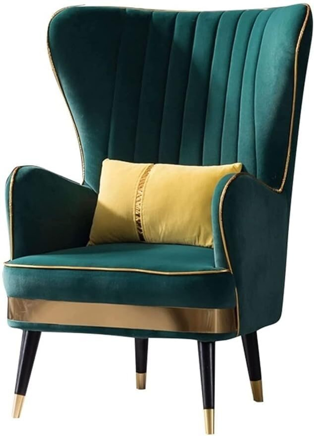 Image of SIYARA DESIGN High Back Wing Chair with Pillow| Accent Chair|Single Seater Sofa with ottoman Solid Wood Living Room Chair