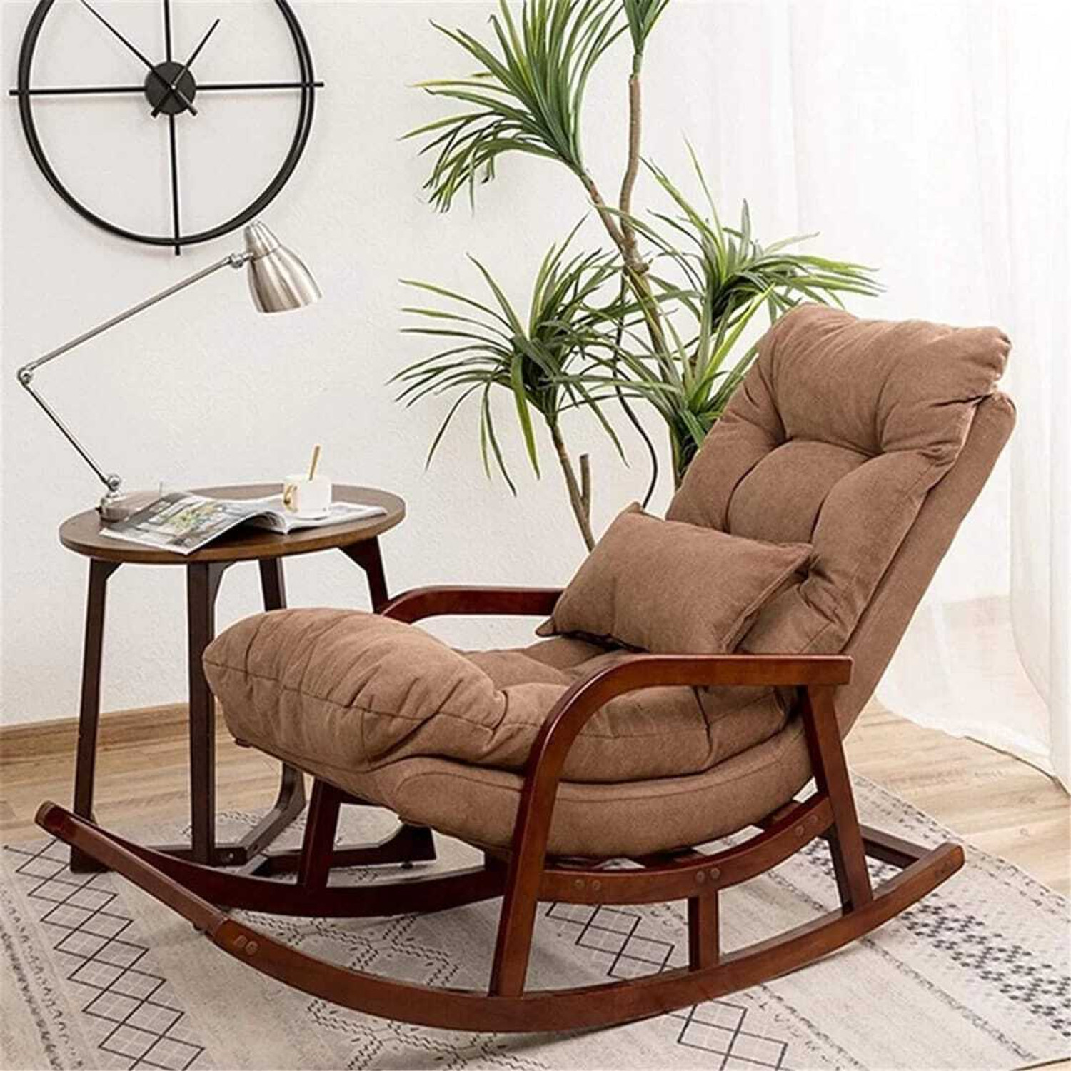 Image of Smarts collection Wooden Rolling Chair, Wooden Easy Chair Engineered Wood. Solid Wood Living Room Chair