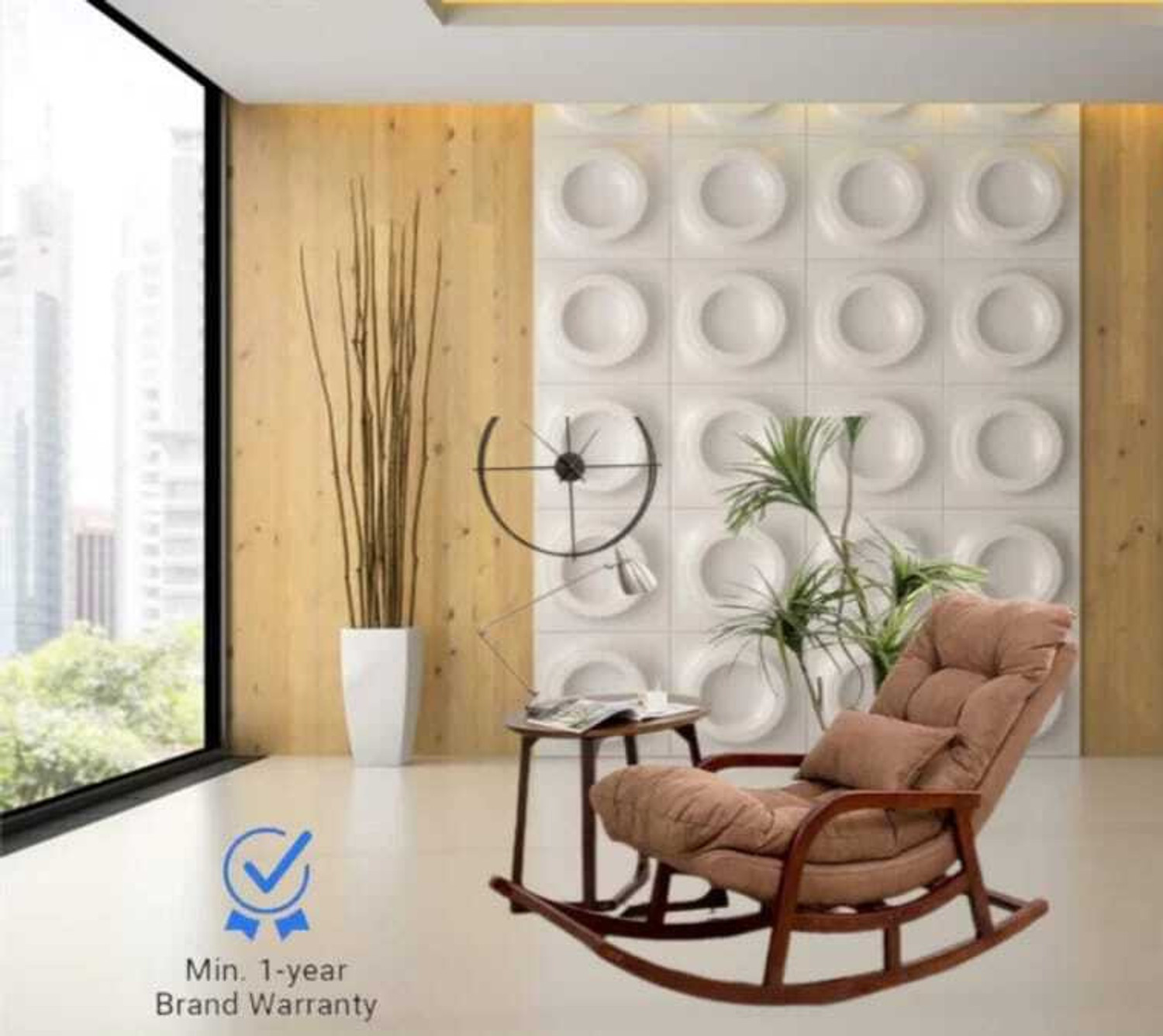 Image of Smarts collection Wooden Rolling Chair, Wooden Easy Chair Engineered Wood. Solid Wood Living Room Chair