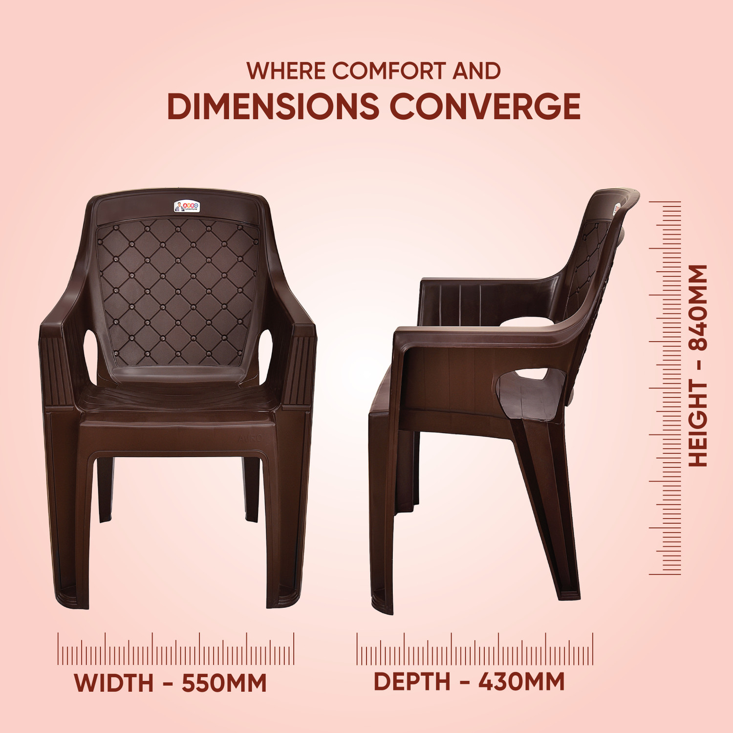 Image of AVRO furniture 4005 Brown Durable Chair for Comfortable Seating - Home, Outdoor, Office & Cafe Plastic Living Room Chair