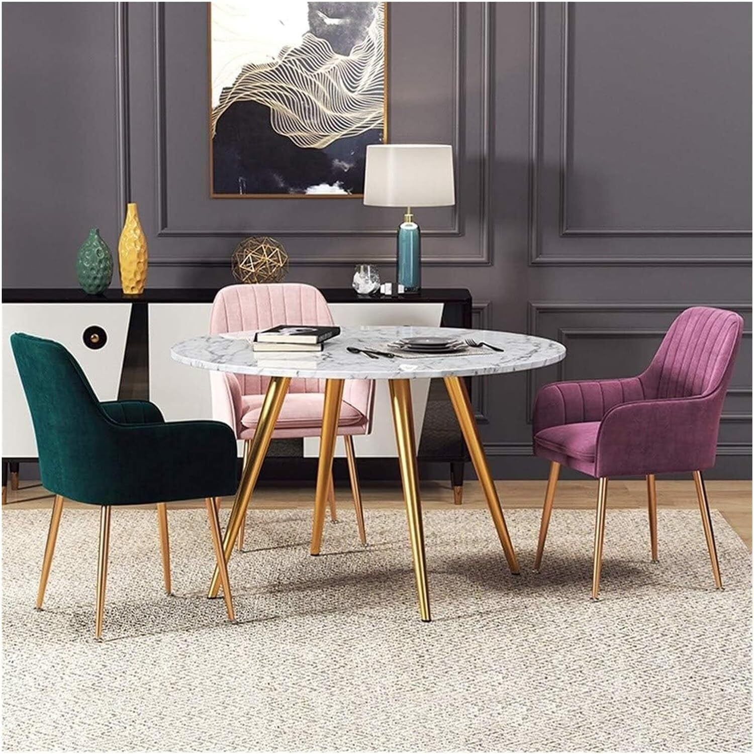 Image of Oakcraft Velvet Lounge /Dinning /Accent Chairs with Engineered Metal Legs Metal Living Room Chair