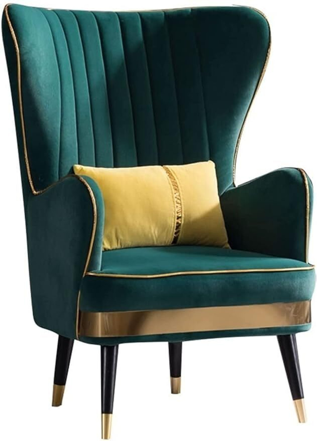 Image of SIYARA DESIGN High Back Wing Chair with Pillow| Accent Chair|Single Seater Sofa with ottoman Solid Wood Living Room Chair