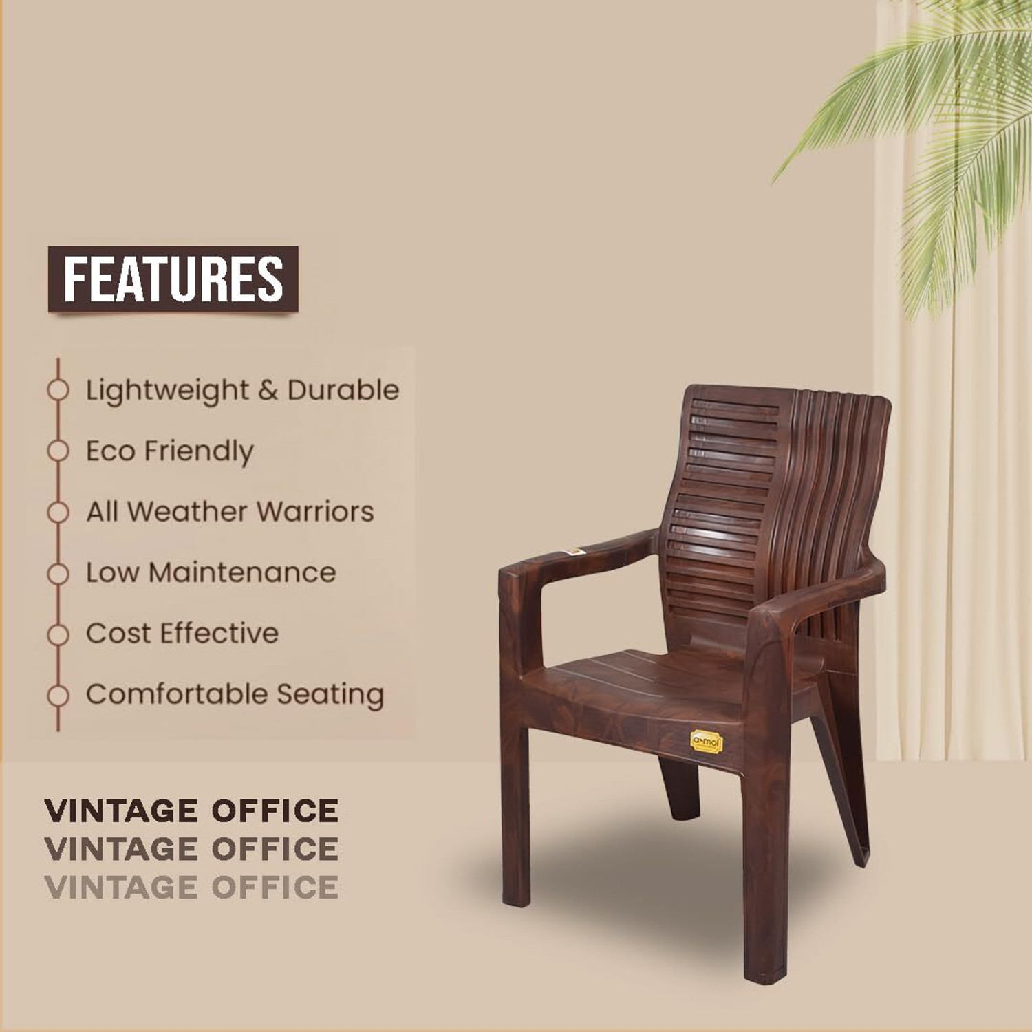 Image of Anmol Premium Titanium Heavy-Duty Plastic Armchair for Home, Garden and Balcony Plastic Living Room Chair