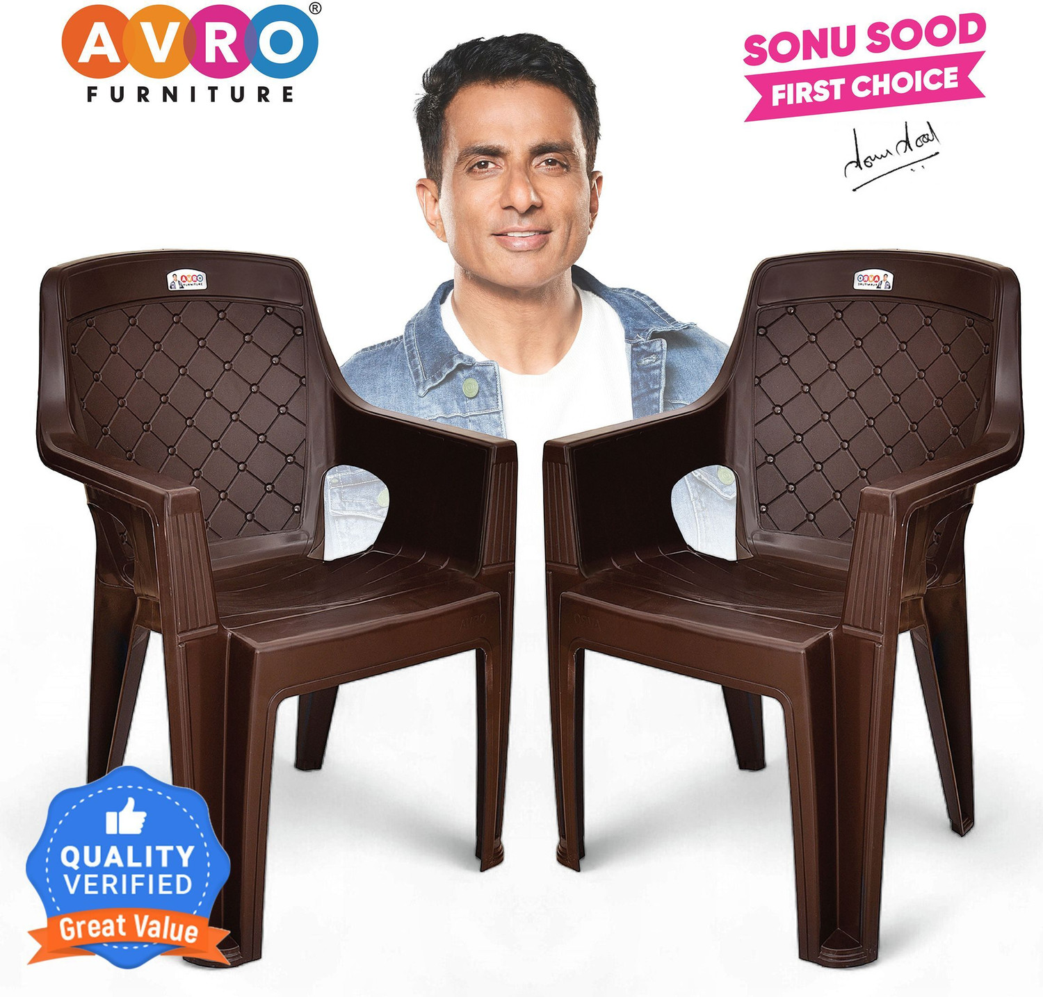 Image of AVRO furniture 4005 Heavy Duty, Durable, Stackable, Indoor & Outdoor Use, Living Room Kursi, Plastic Living Room Chair