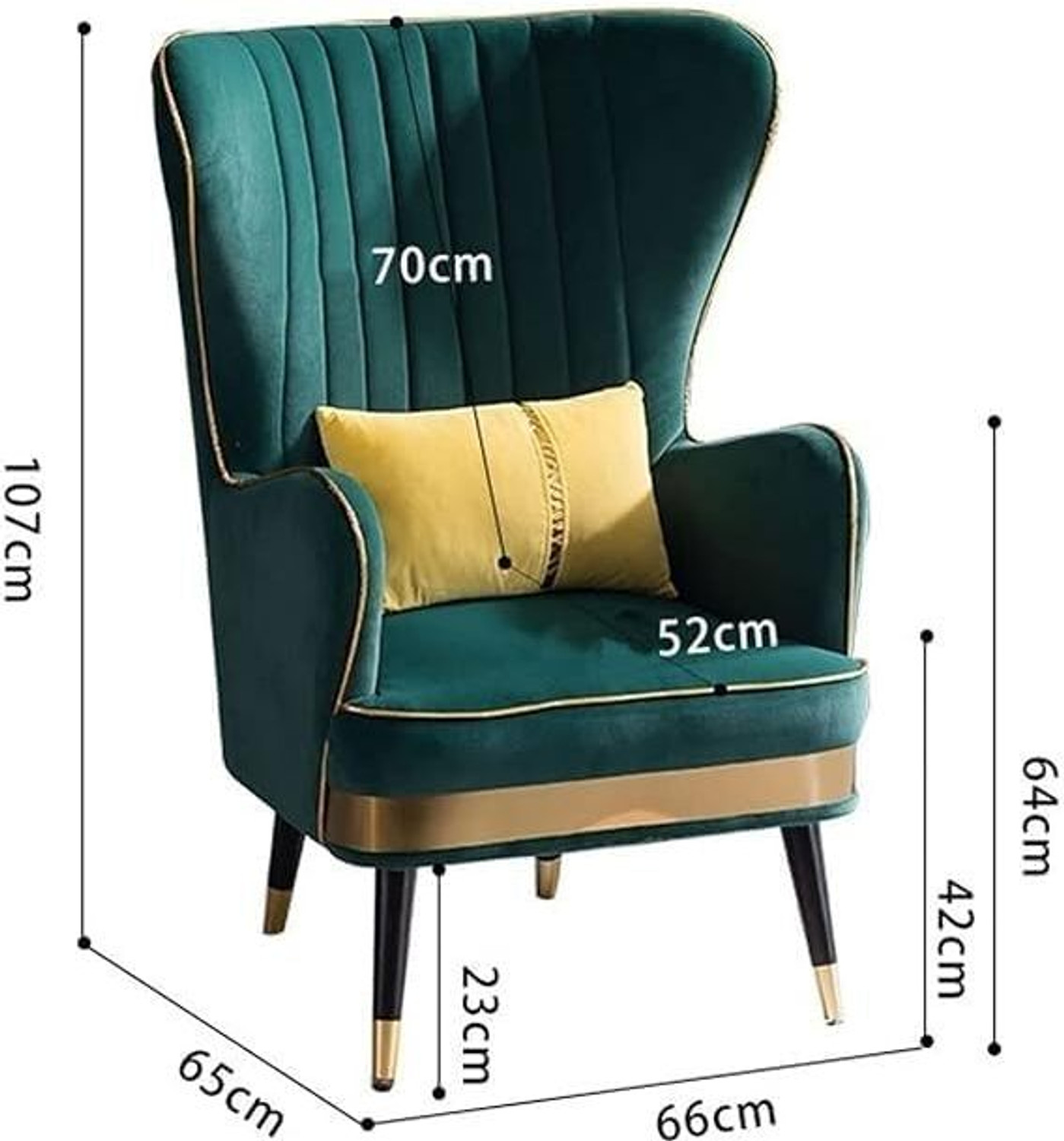 Image of SIYARA DESIGN High Back Wing Chair with Pillow| Accent Chair|Single Seater Sofa with ottoman Solid Wood Living Room Chair