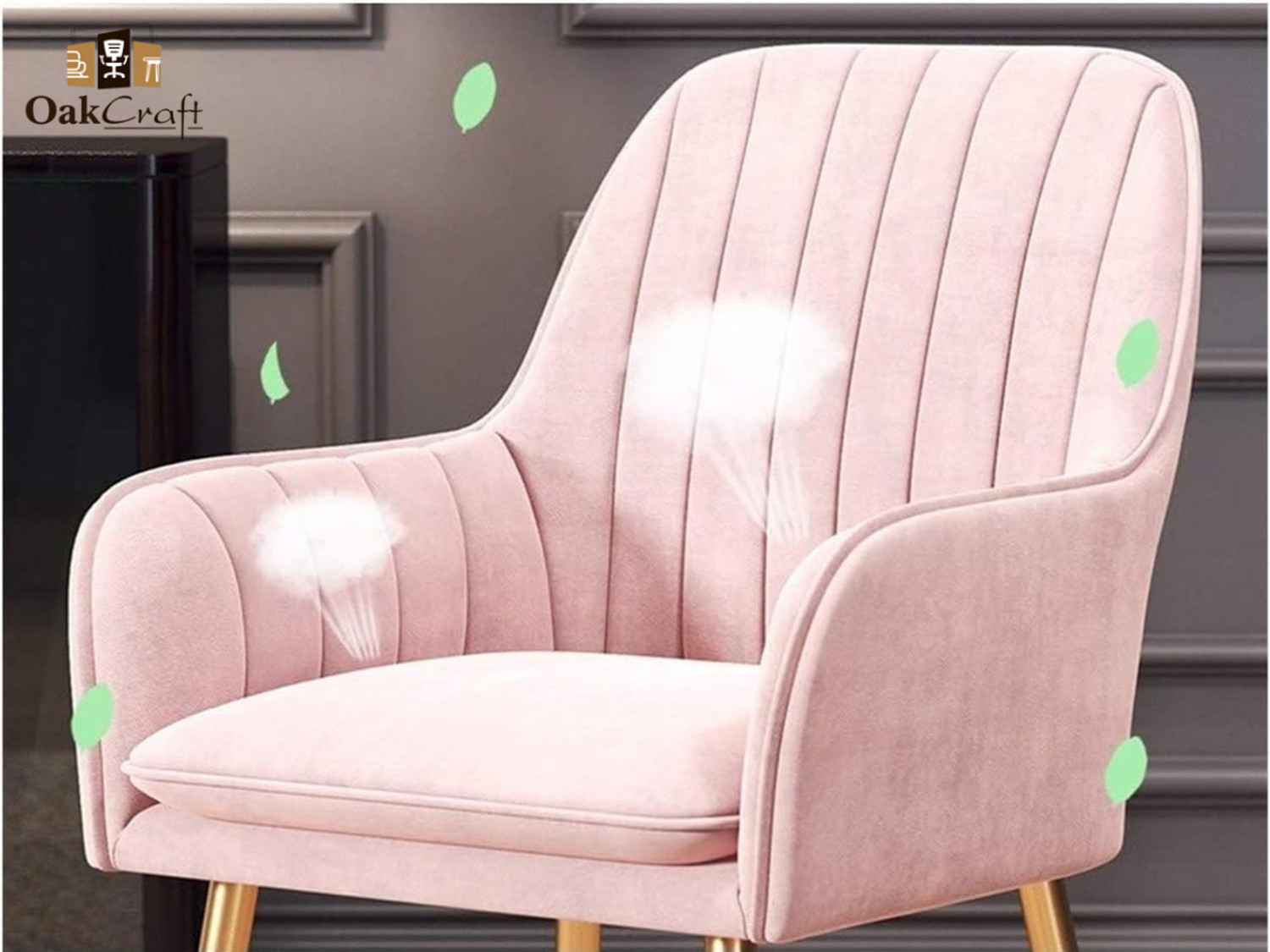 Image of Oakcraft Velvet Lounge /Dinning /Accent Chairs with Engineered Metal Legs Metal Living Room Chair