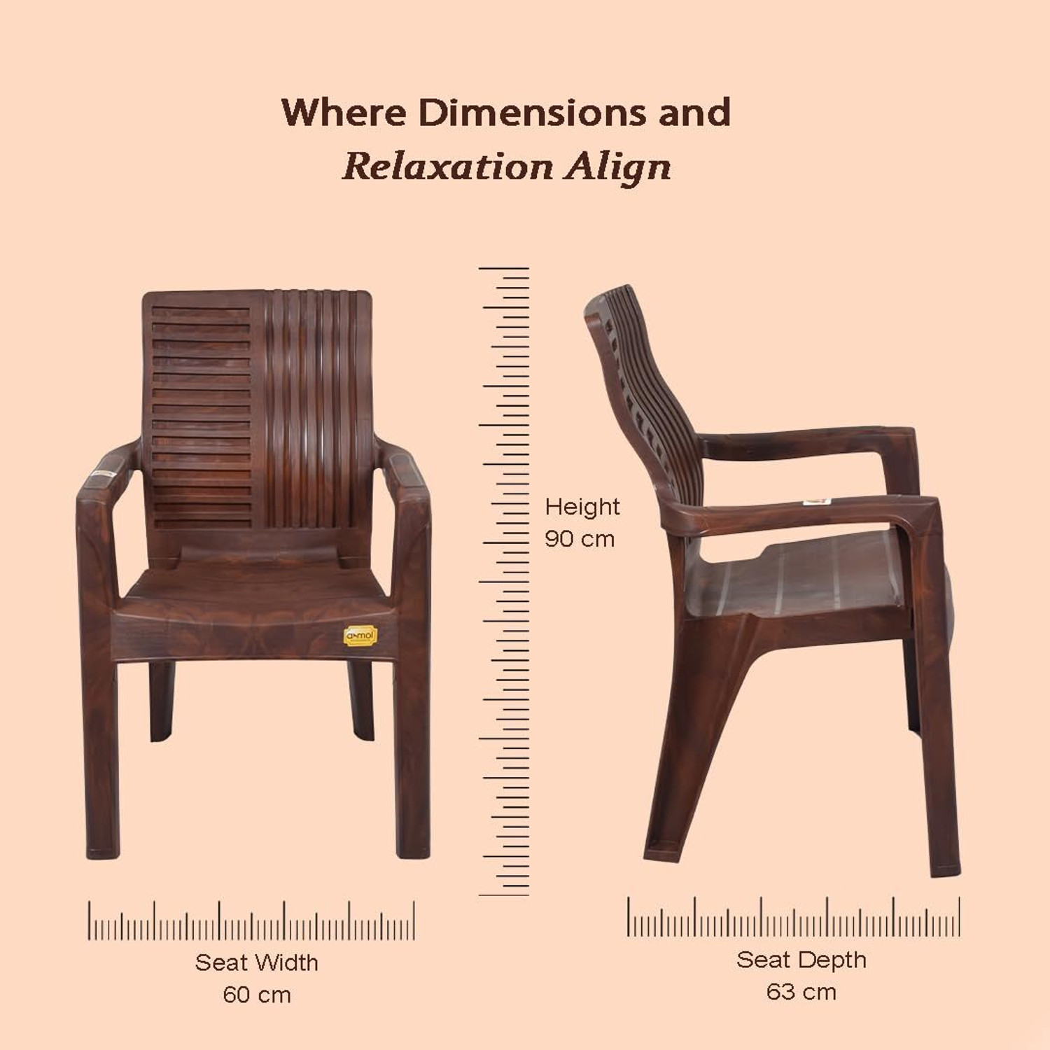 Image of Anmol Premium Titanium Heavy-Duty Plastic Armchair for Home, Garden and Balcony Plastic Living Room Chair