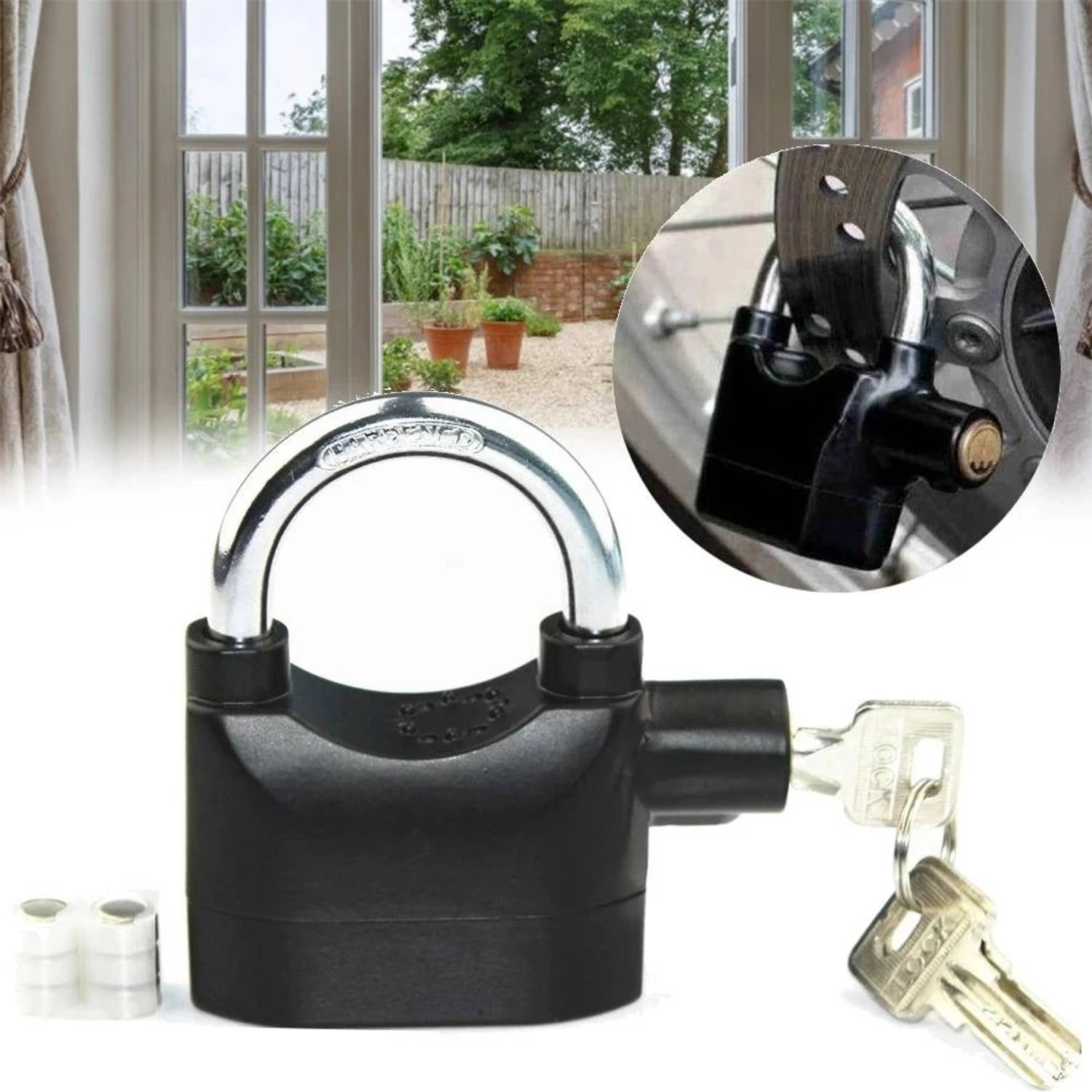 Buyerzone Anti-Theft Motion Sensor Security Heavy Duty Door Siren Safety Alarm Lock 110dba Padlock