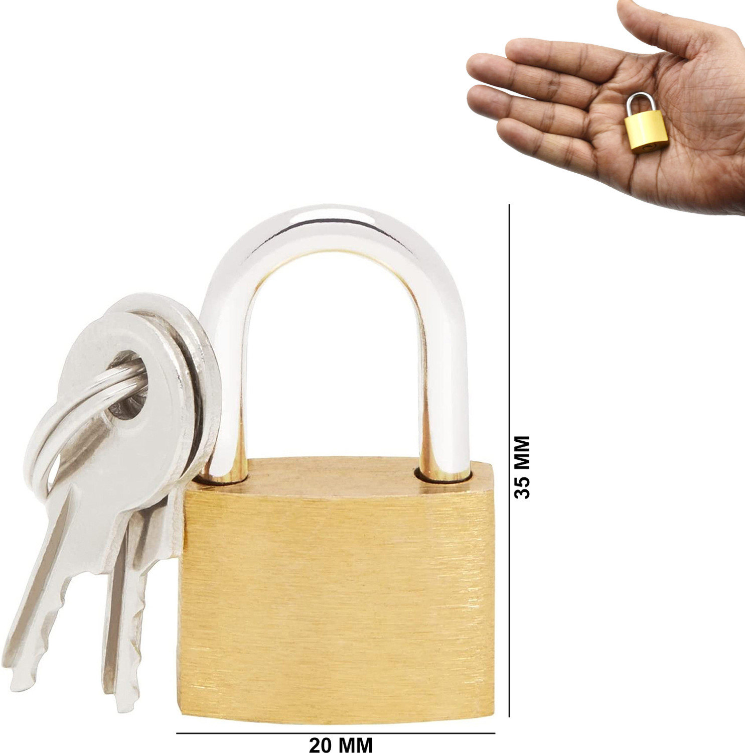 Image of SEE INSIDE Premium Solid Imitation 20 mm Copper Mini Lock with 2 Additional keys - 2 Pcs Lock