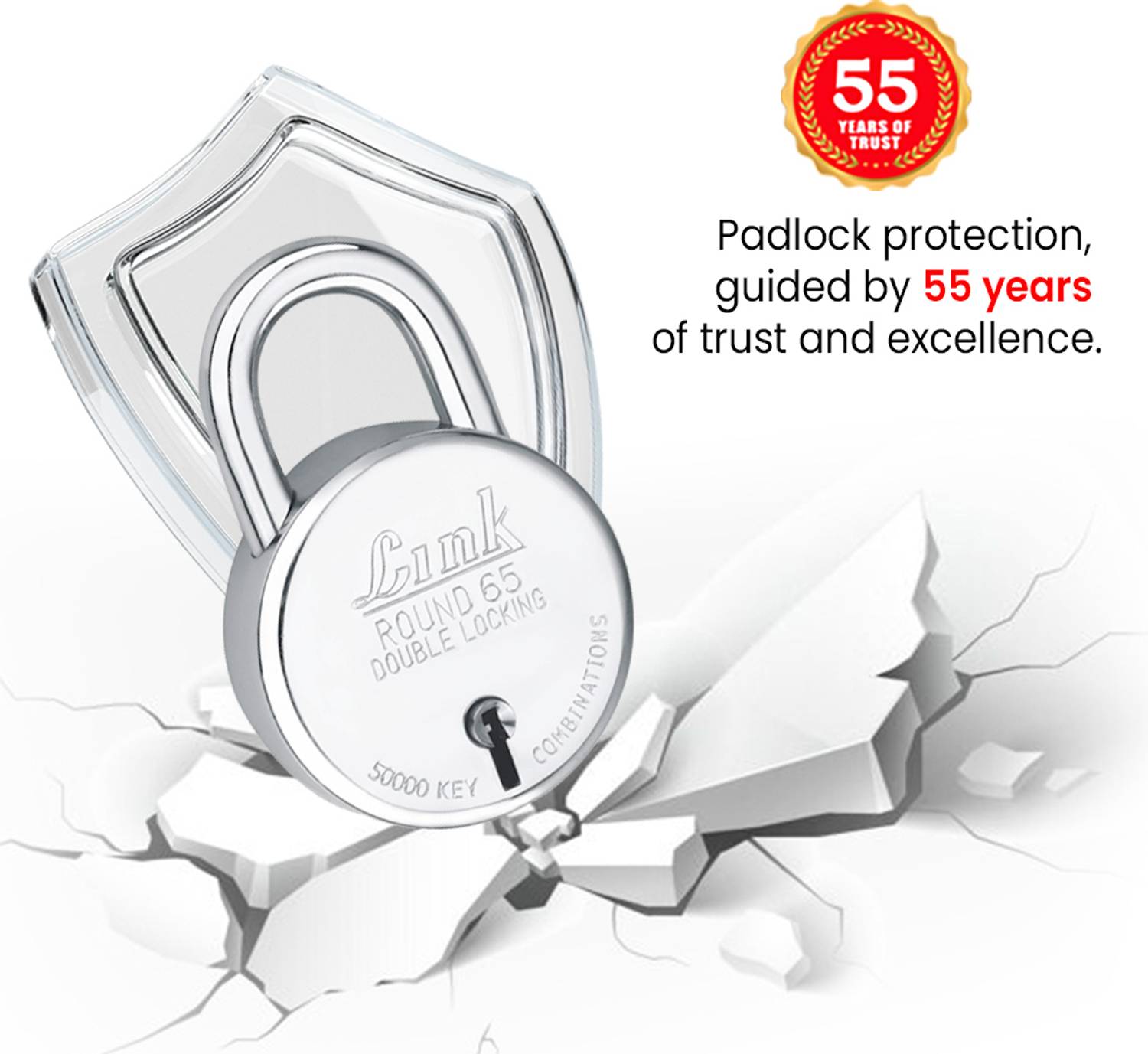 Link 65mm New Round |Lever|Double Locking|50k Key Combinations