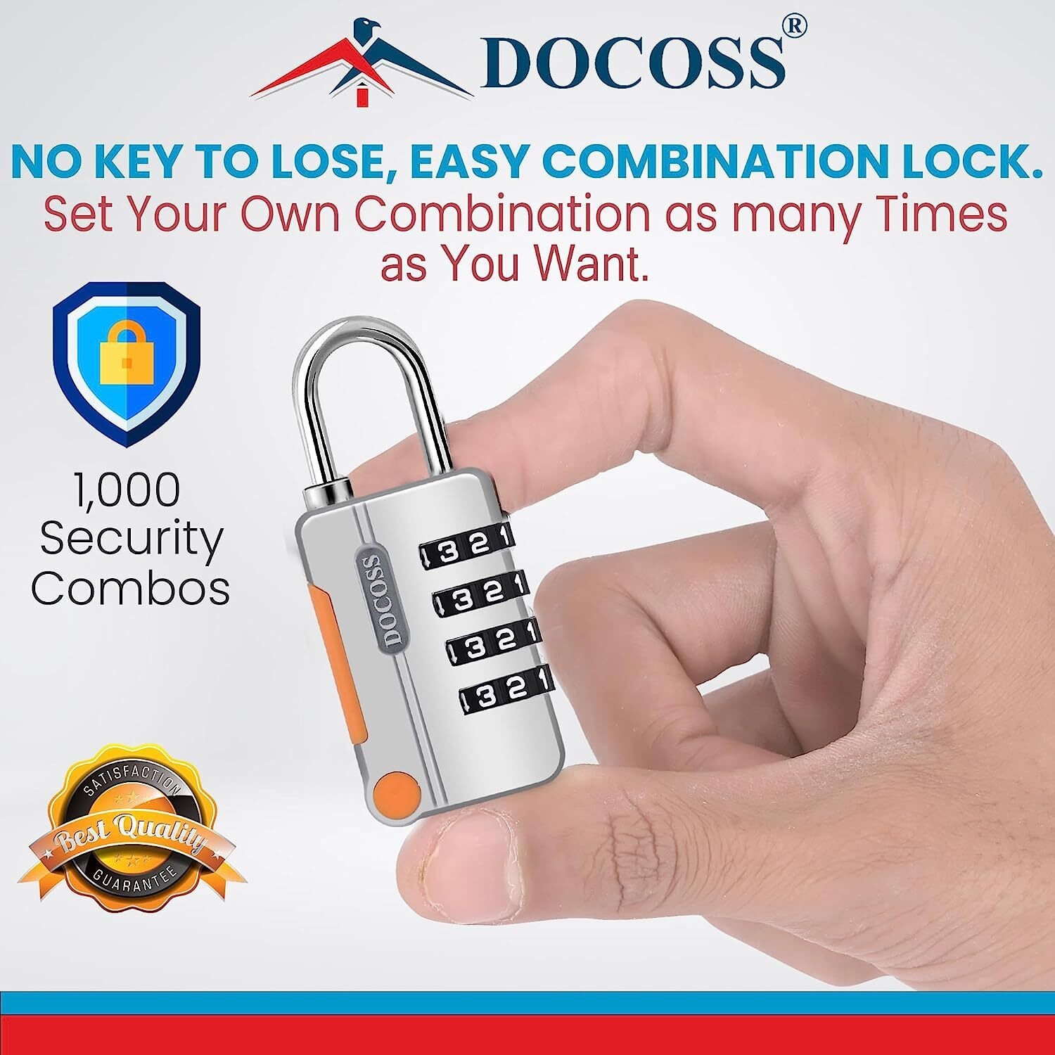 Image of DOCOSS Pack of 2-Number Lock For Bag / Small Locks For Luggage Locks Password locks Combination Lock