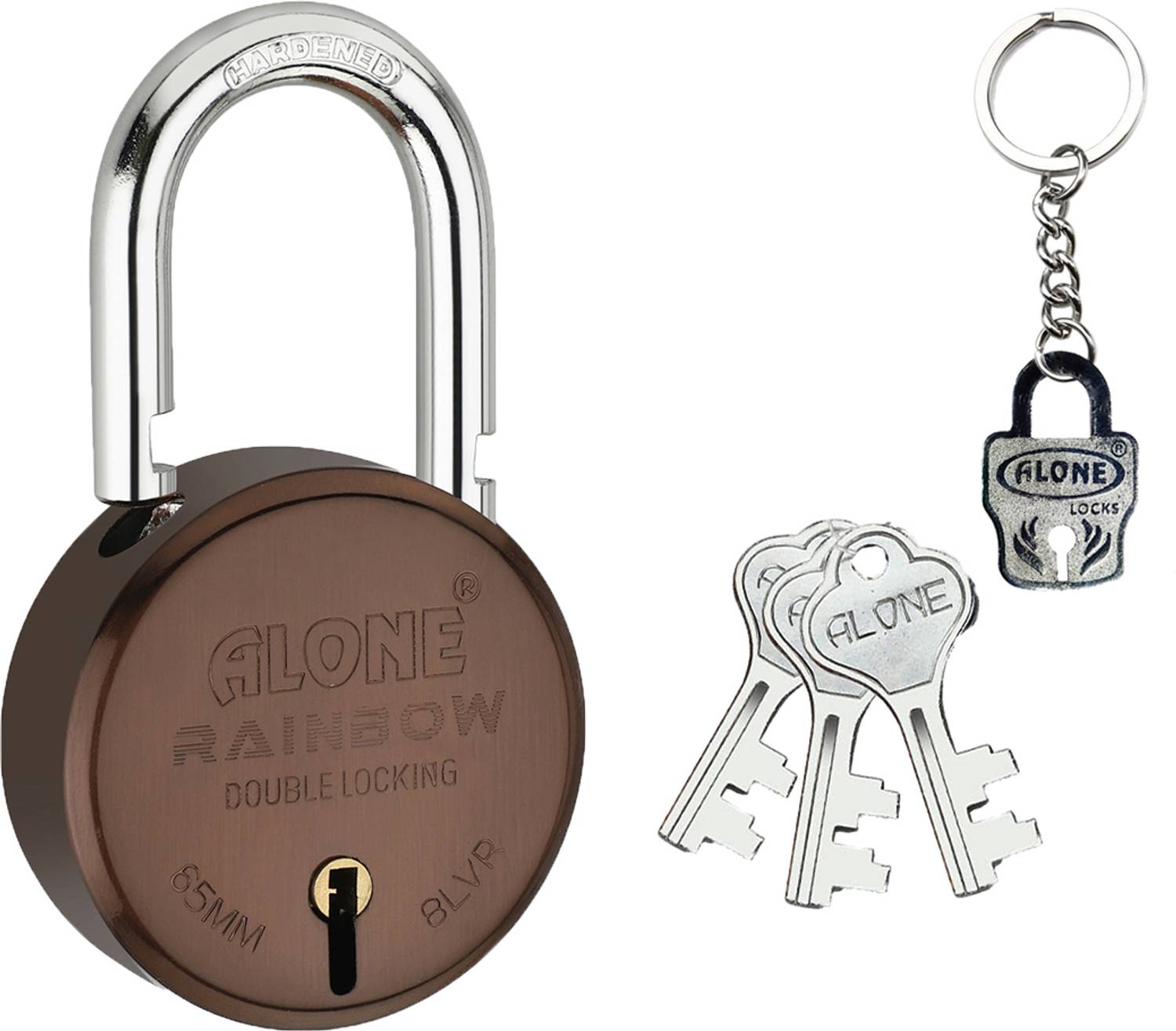 alone Rainbow Round 65mm lock 3 Keys Padlock for door Coffee Fini...mo