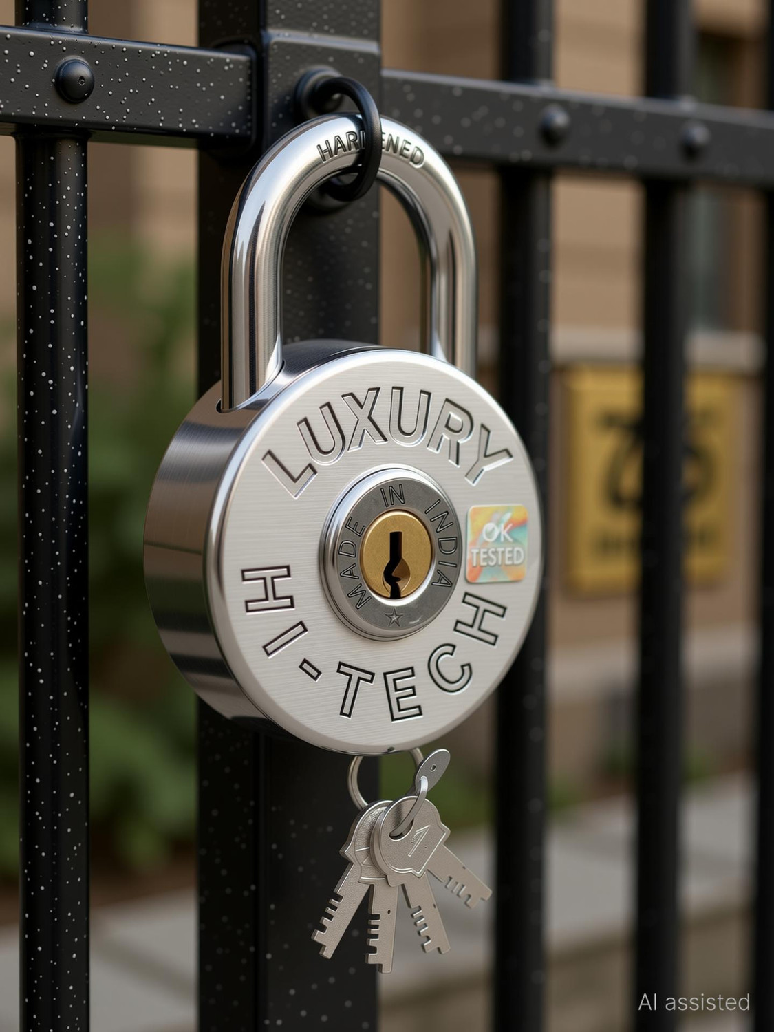 Image of alone Luxury Hi-Tech 71 MM Big Size, Big Tumbler Padlock 4 Keys, Push Locking Padlock
