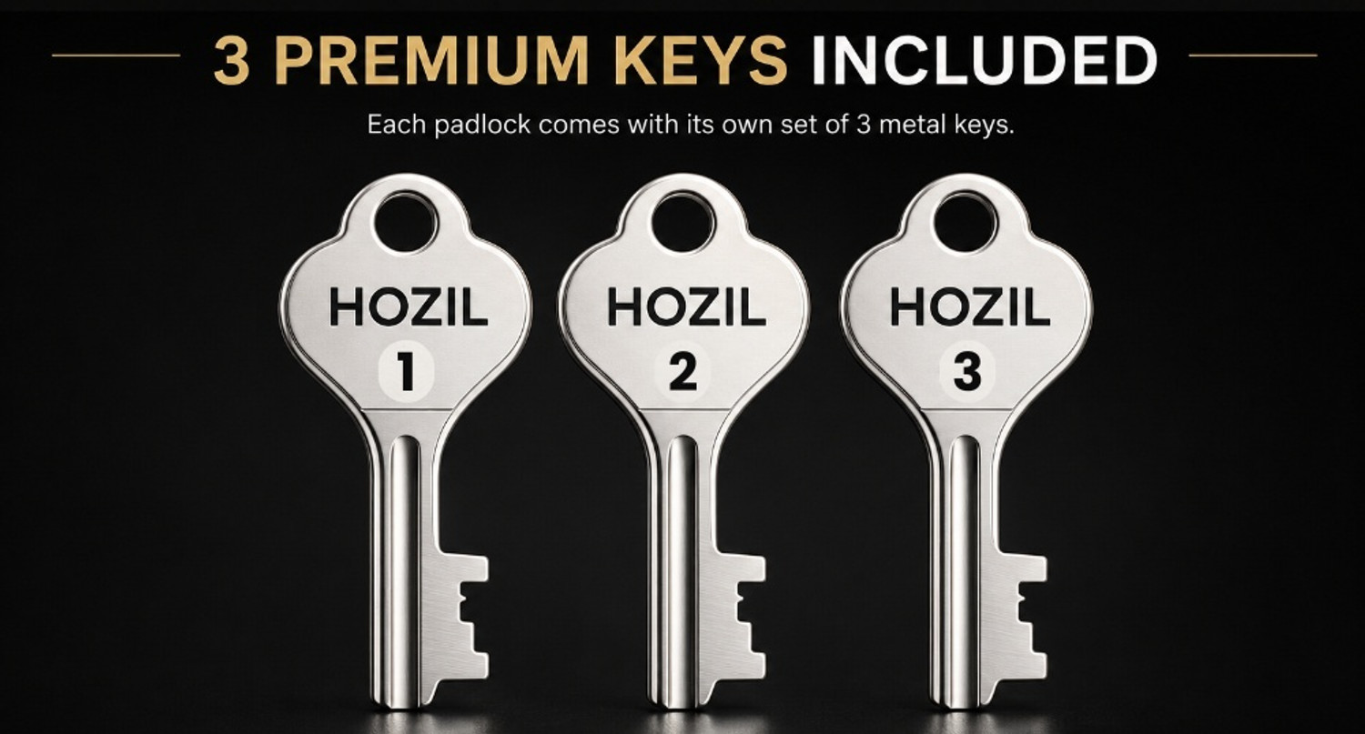 Image of HOZIL 65MM Lock | Hardened Shackle | Double Locking | 8 Levers (Pack of 2) Padlock