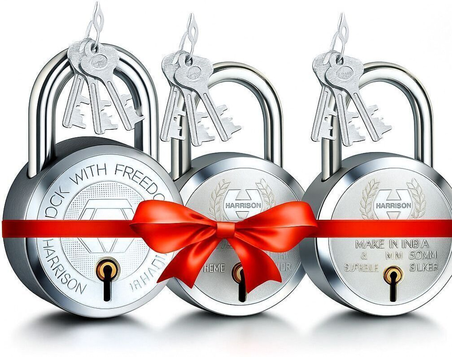 Image of HARRISON Lock Buy 1 Get 2 Free / 1 Lock 60mm 0673 with 2 Lock 50mm 0656 Padlock