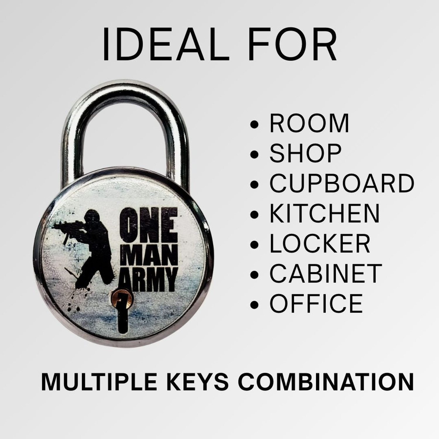 Image of onepro One Man Army 50mm 4Padlocks with 12 Same Keys Double Locking 7 Levers Padlock