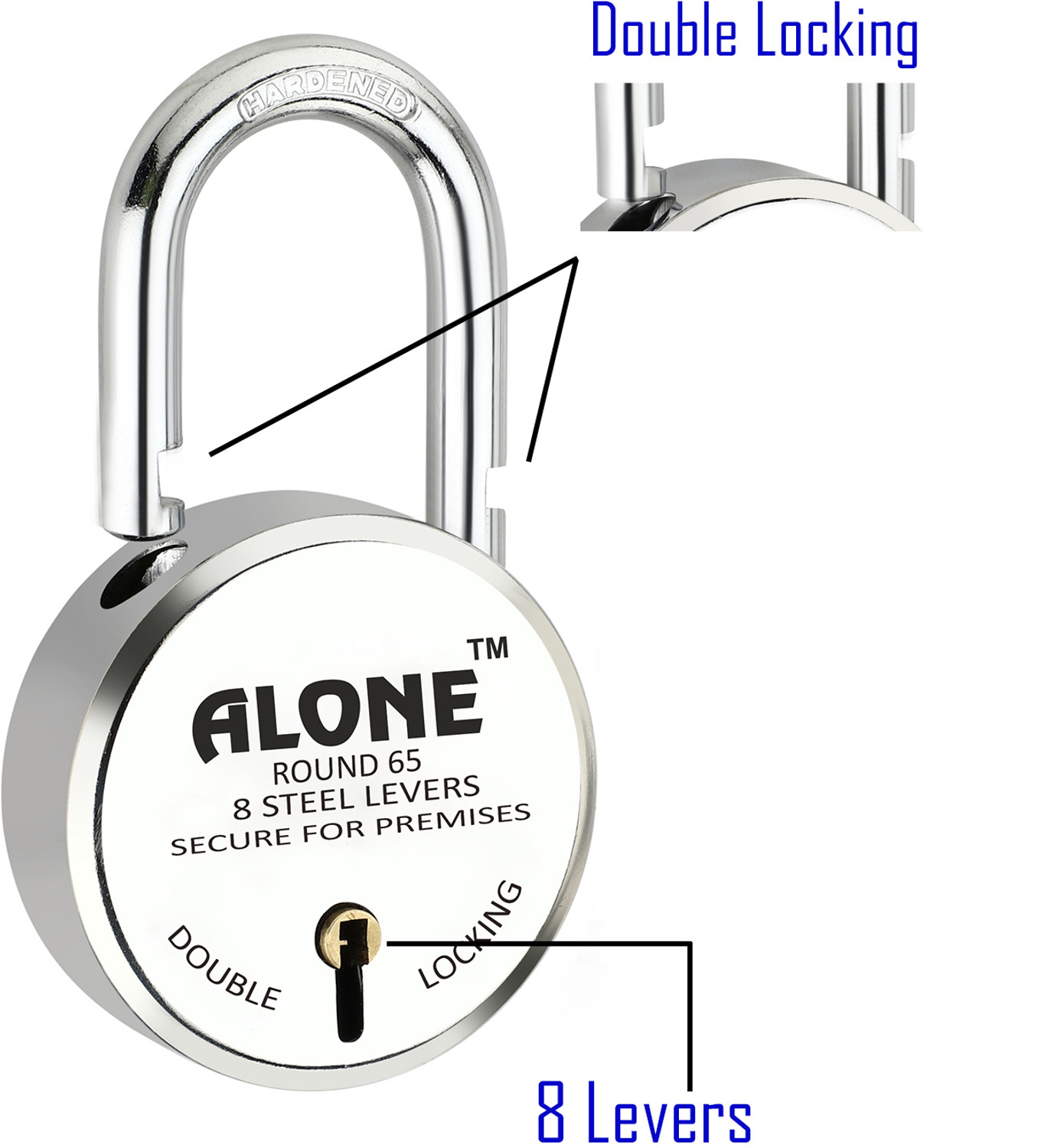 Image of alone Special Round 65mm Lock for Home,Shop & Shutter, 12Same Keys 4 Lock (pack 4) Padlock